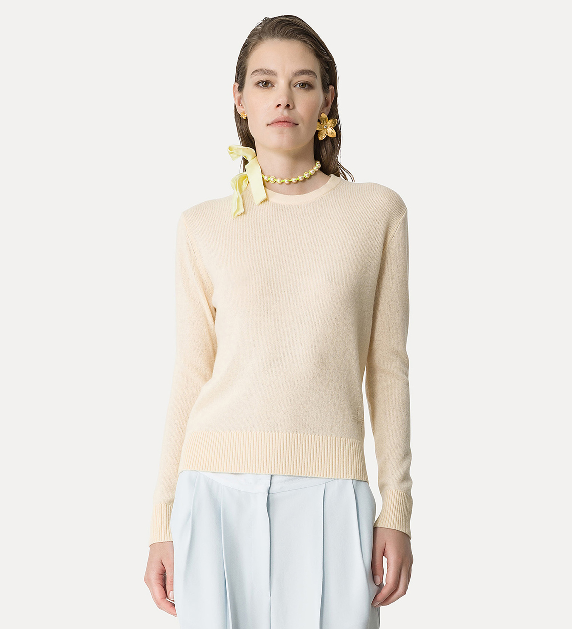 round–neck knit in cashmere and wool | forte_forte