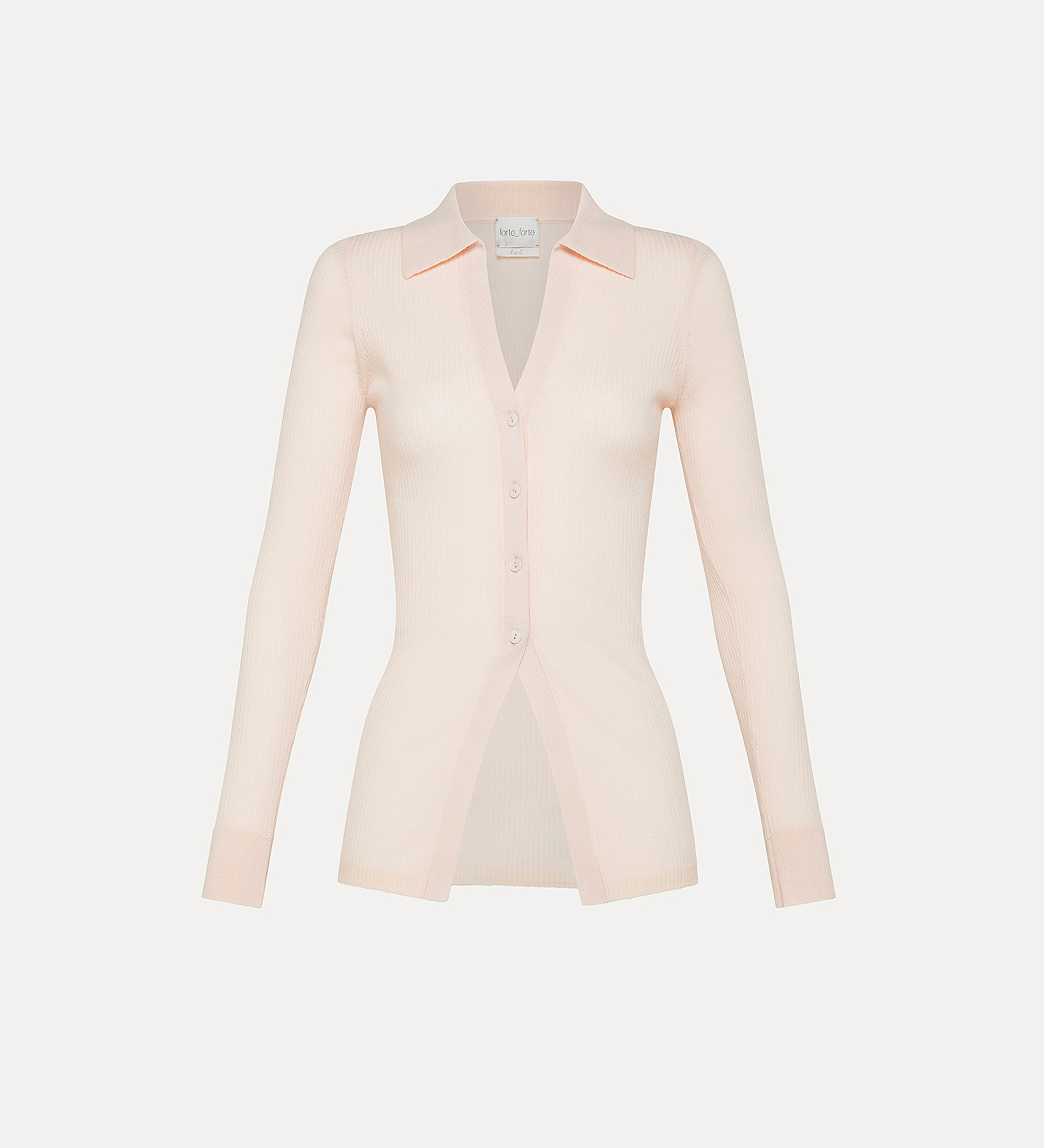 polo cardigan in merino wool | forte_forte