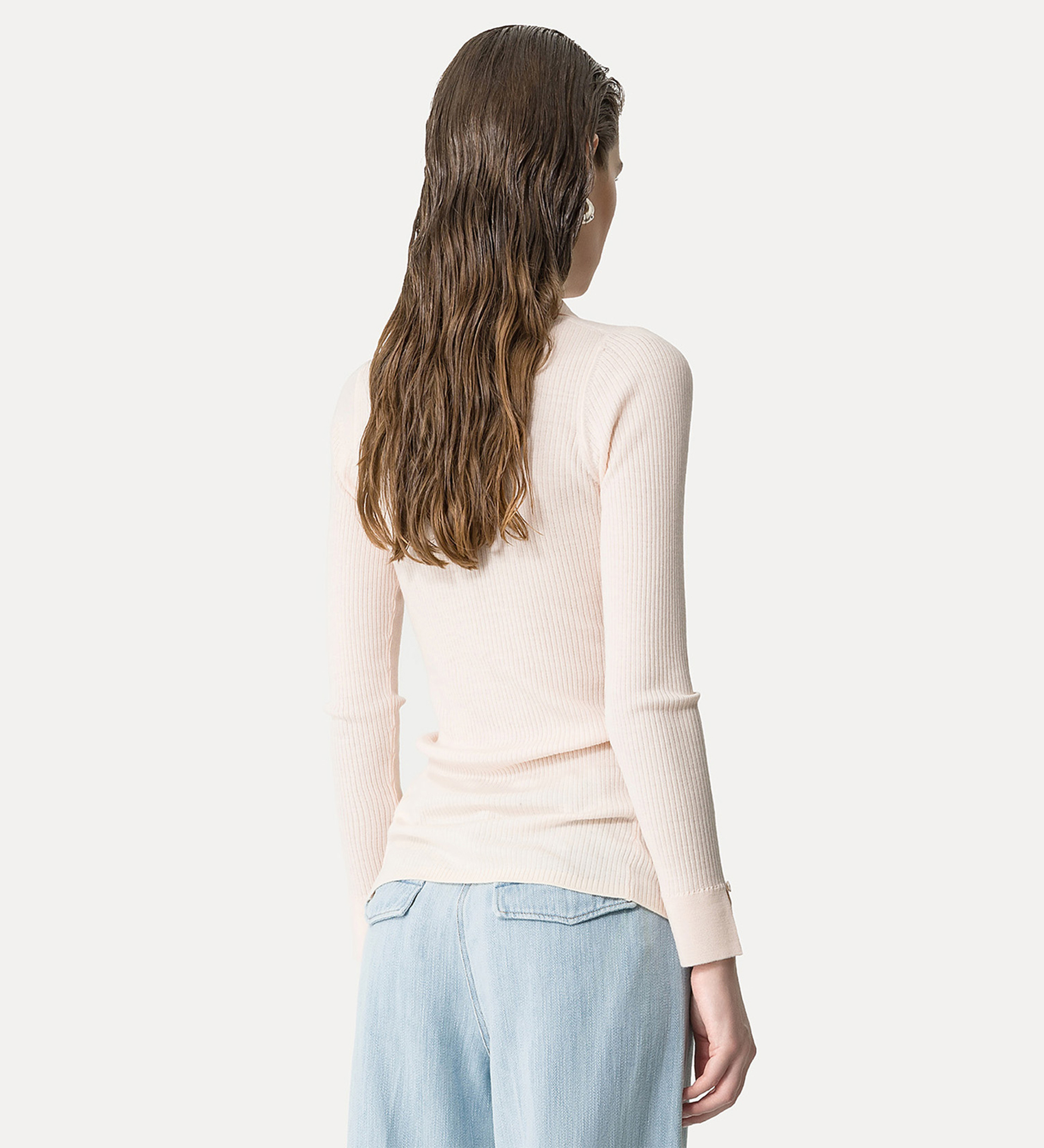 polo cardigan in merino wool | forte_forte