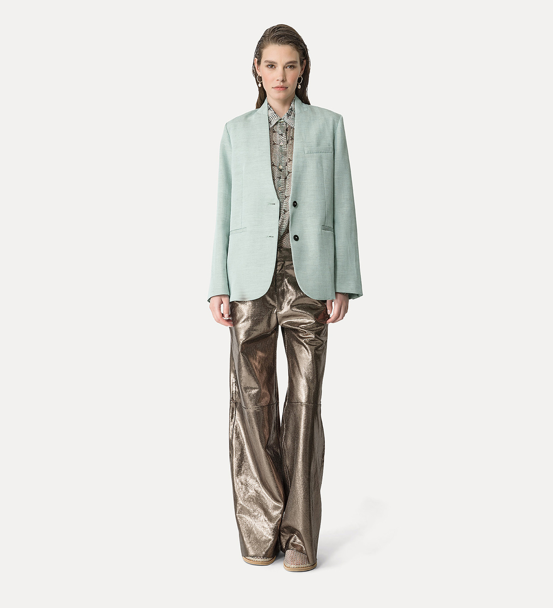 pantalon ample en daim nid d'abeille | forte_forte