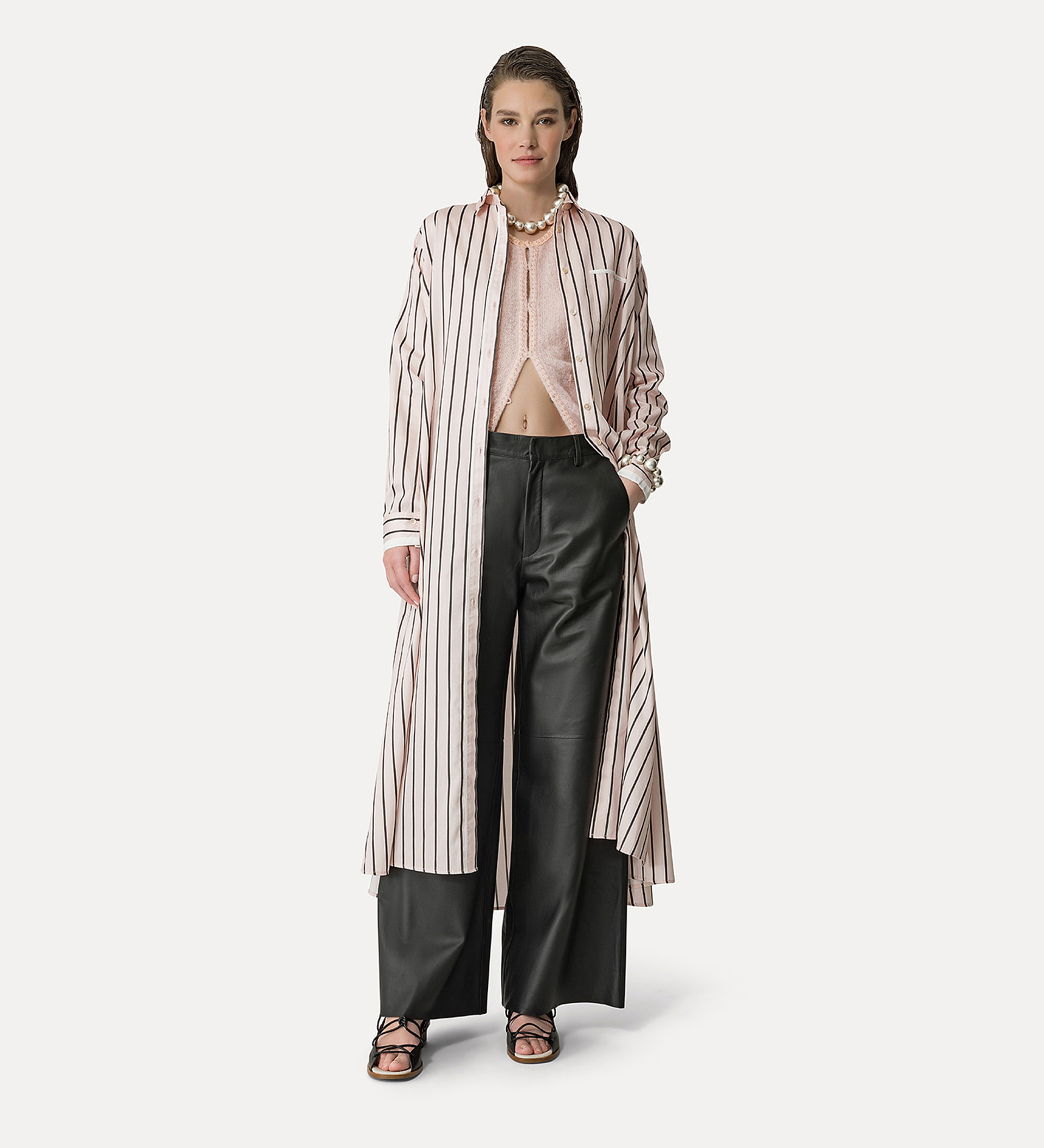 pantalon ample en cuir nappa noir | forte_forte