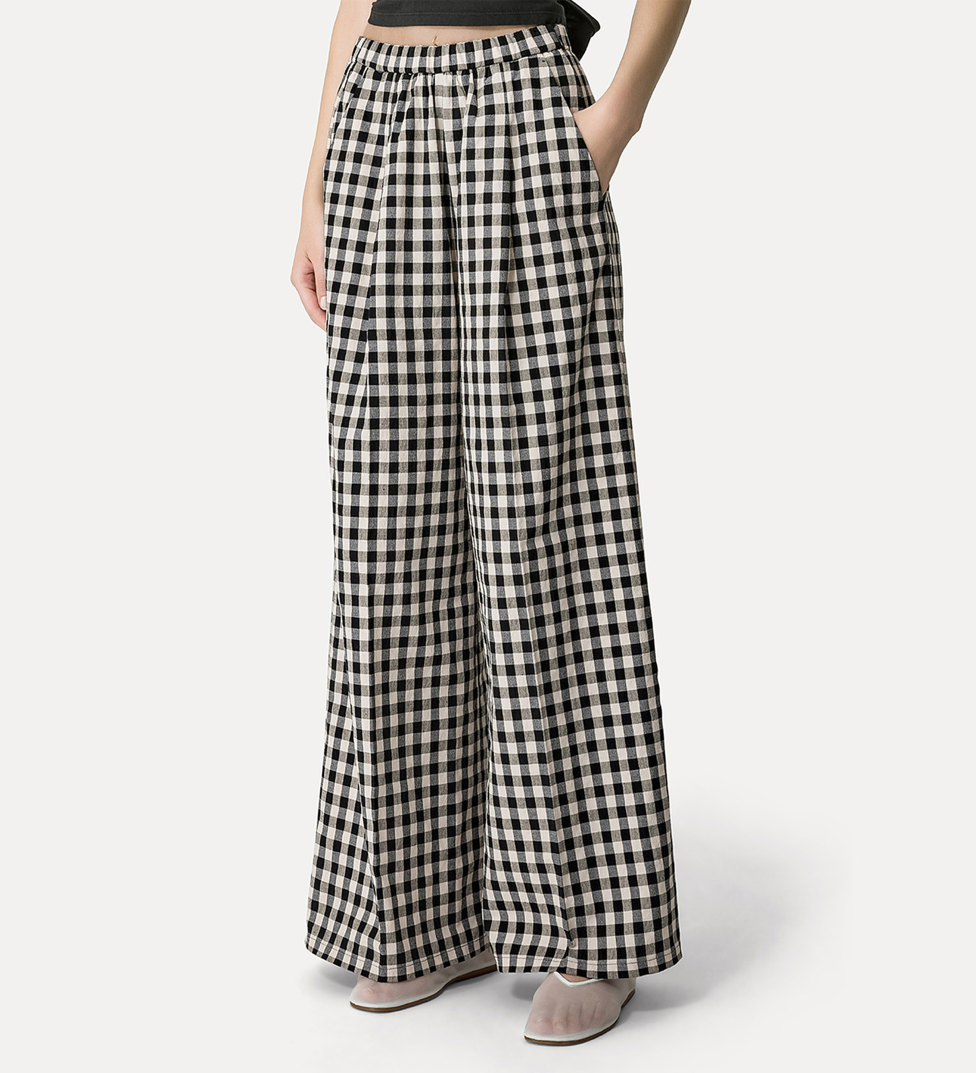 palazzo pants in gingham–check cotton | forte_forte
