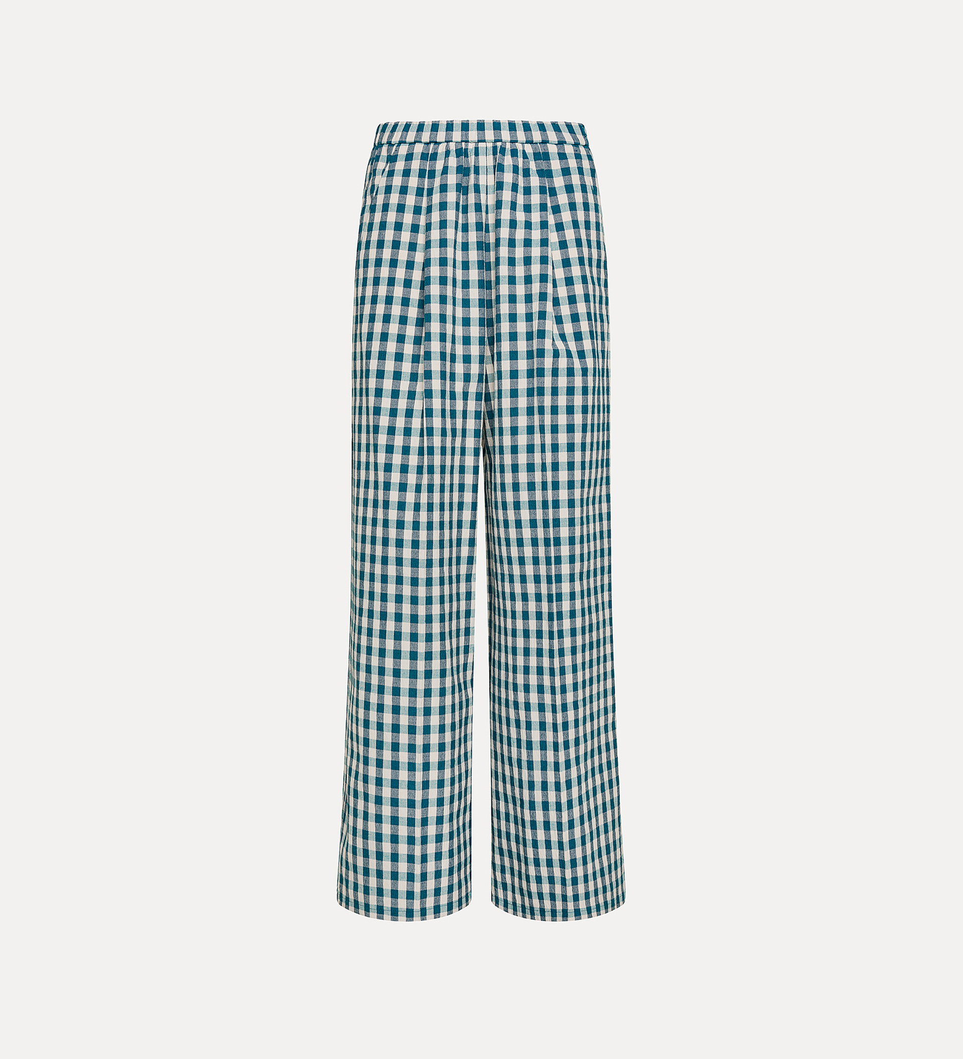 pantalon palazzo en vichy bleu paon | forte_forte