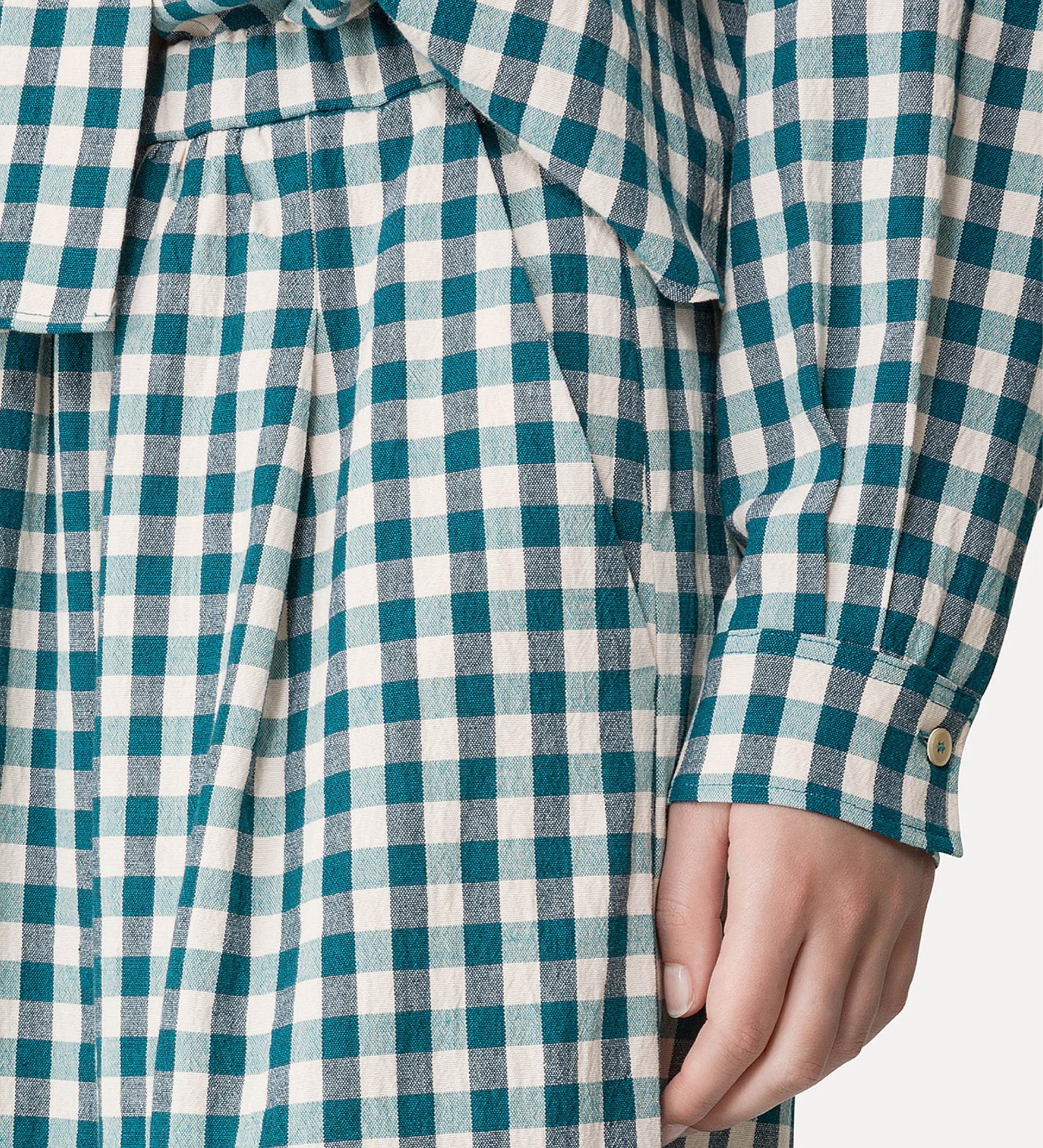 pantalon palazzo en vichy bleu paon | forte_forte