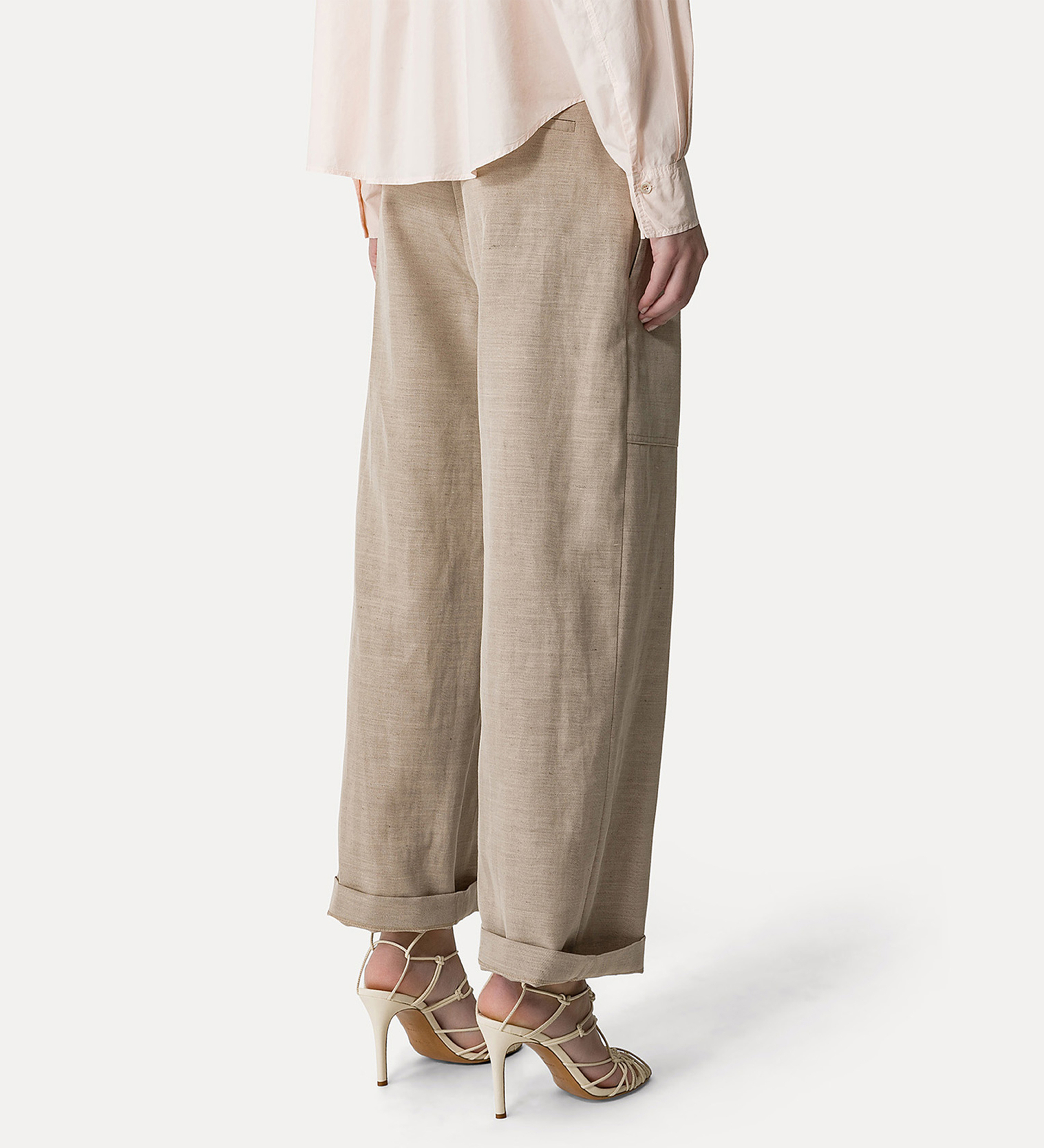 pantalon cargo en lin mélangé sable | forte_forte