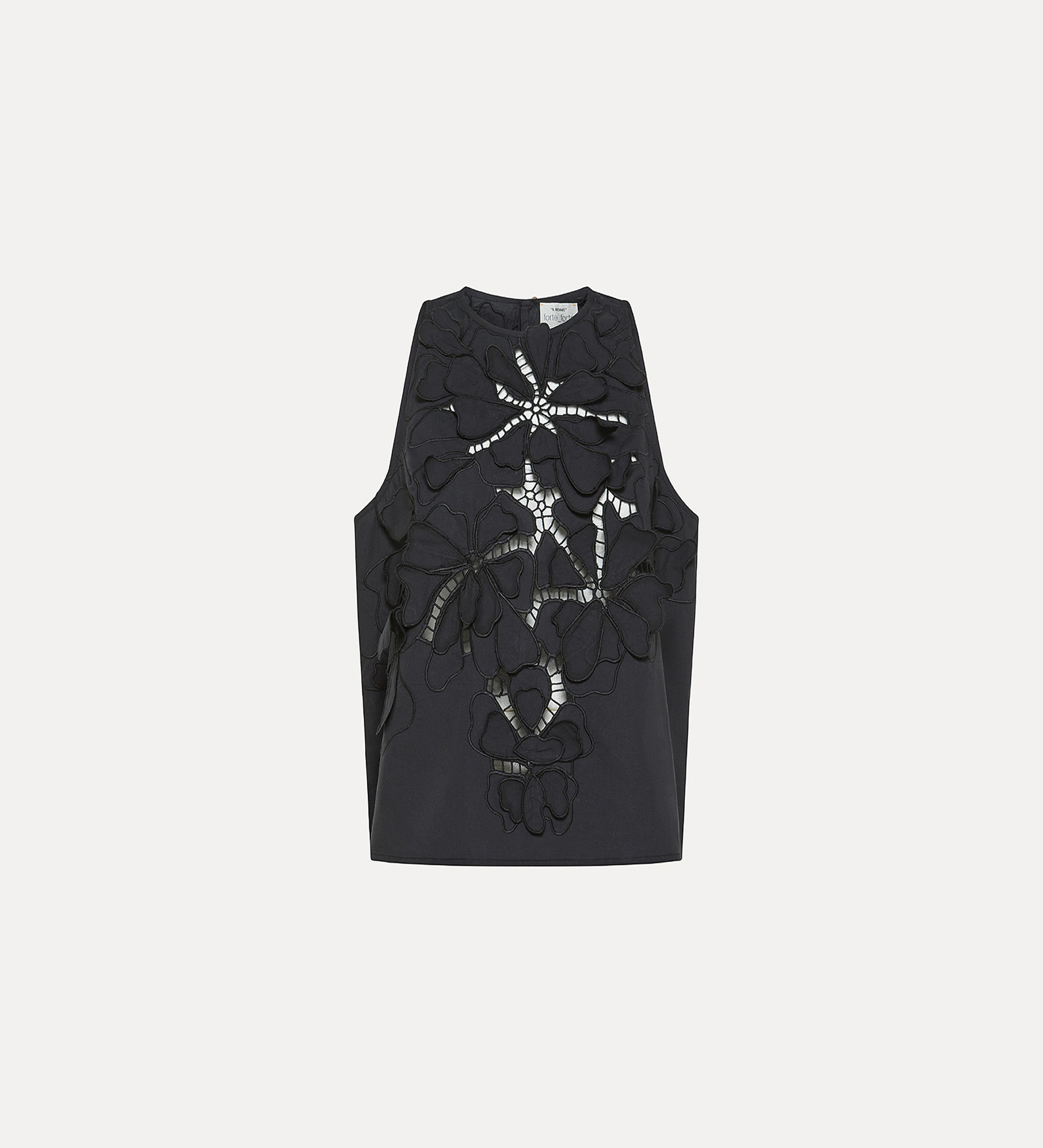 top in popeline ricamato nero | forte_forte