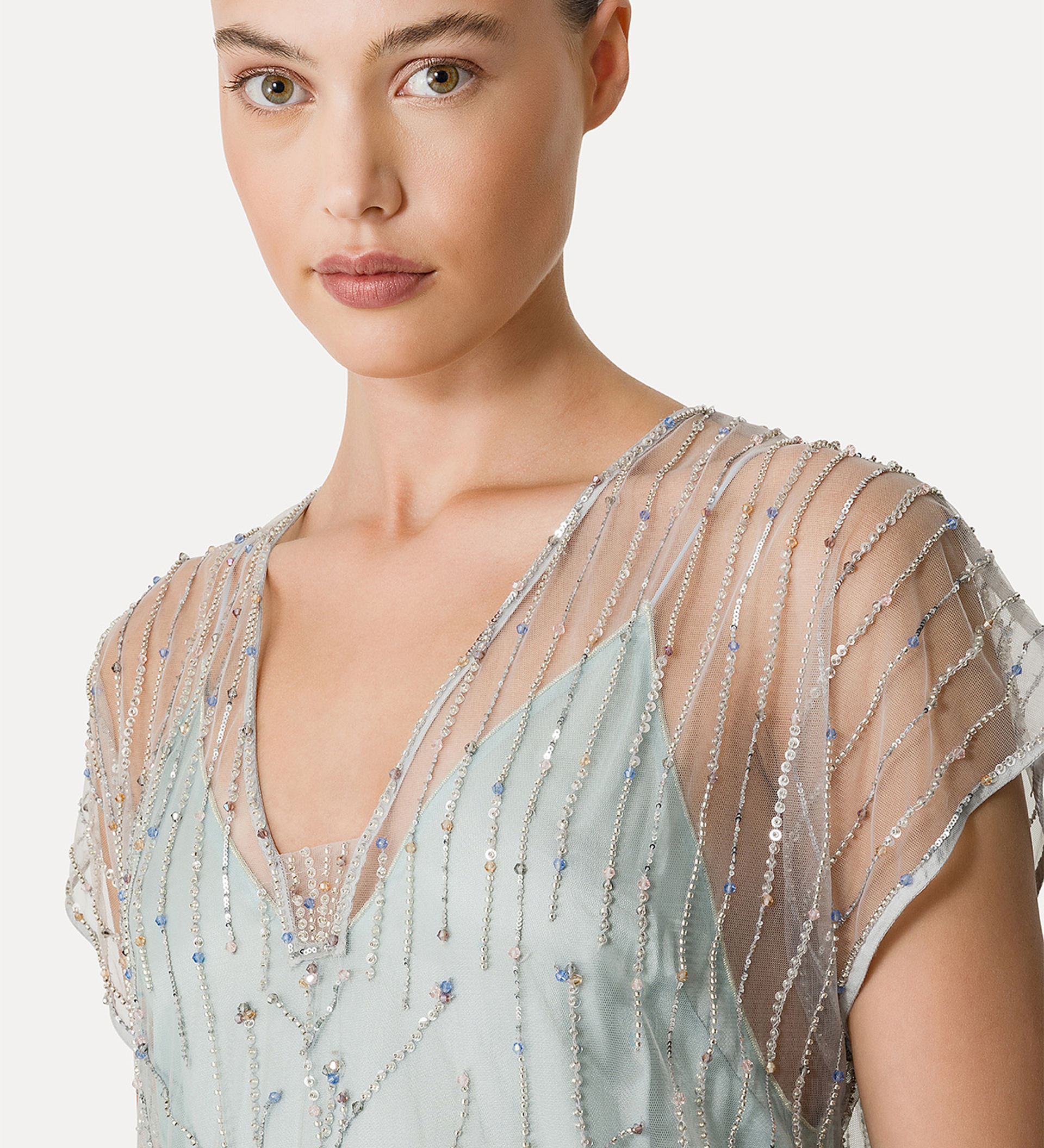 abito in tulle con ricamo “firefly” | forte_forte