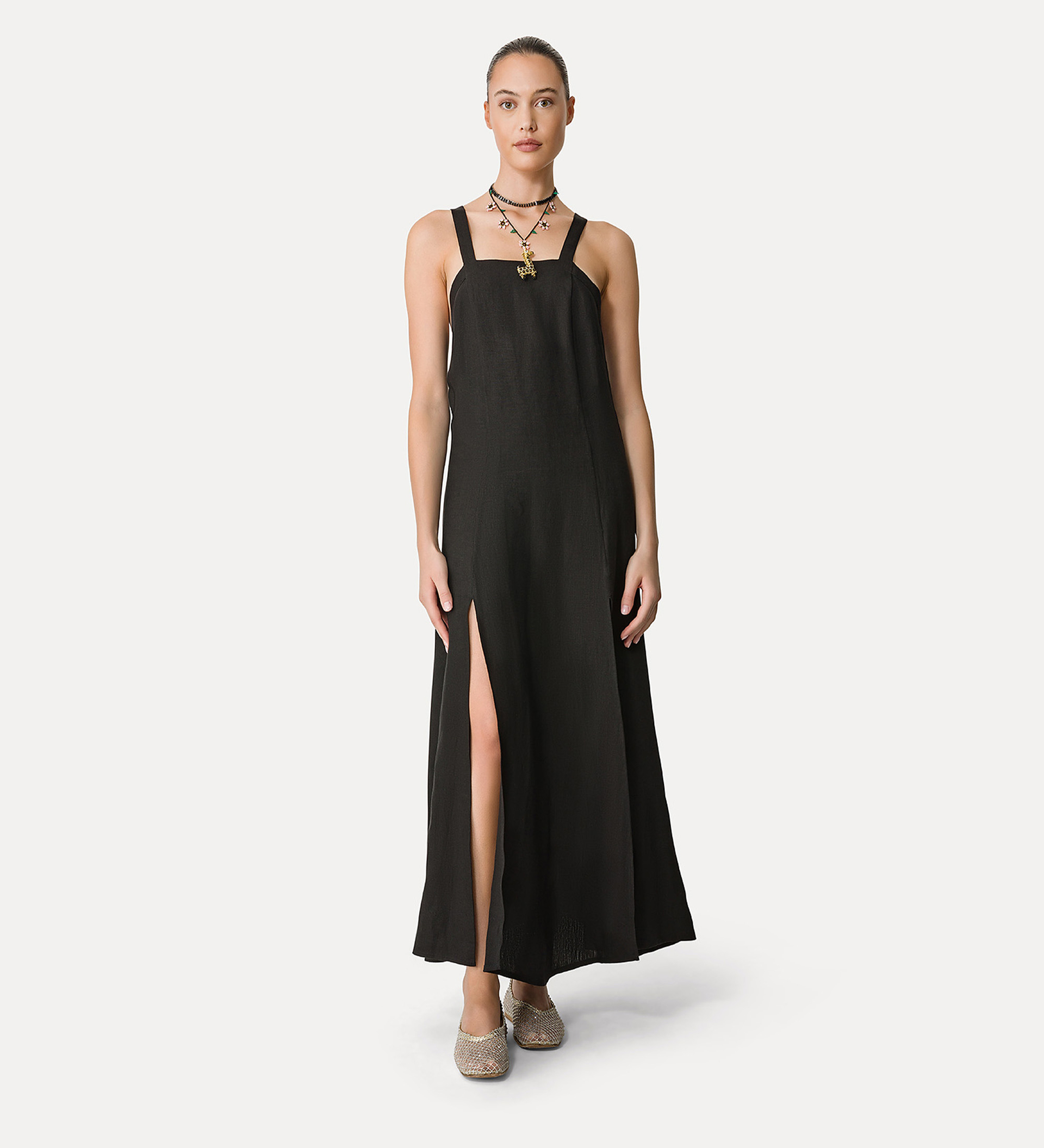 linen dress with spaghetti straps | forte_forte