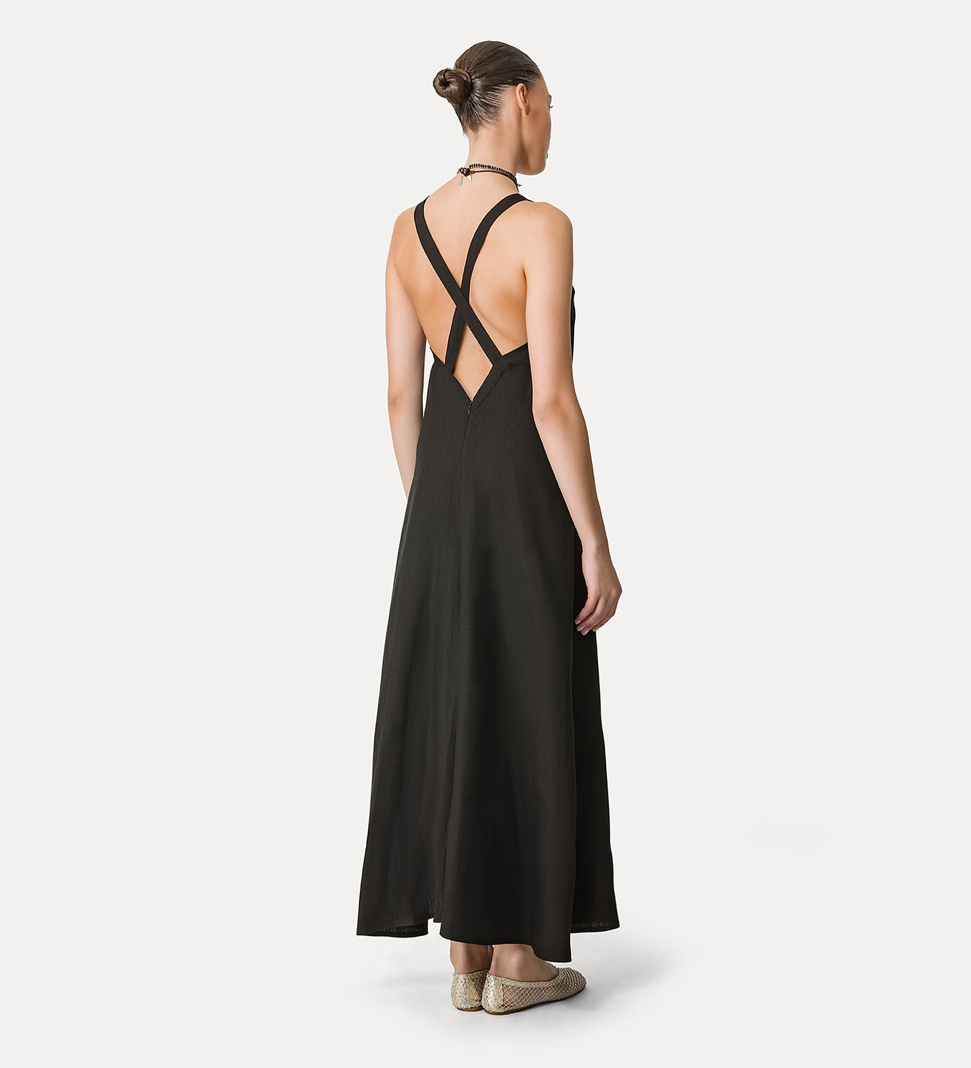 linen dress with spaghetti straps | forte_forte