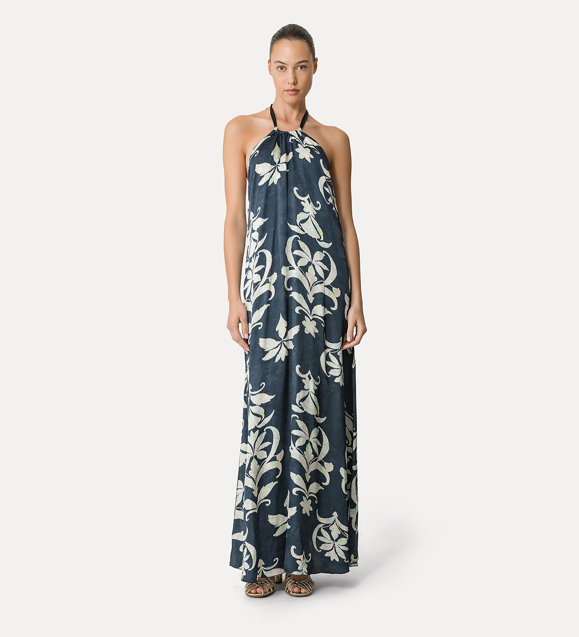 satin dress with halterneck design | forte_forte