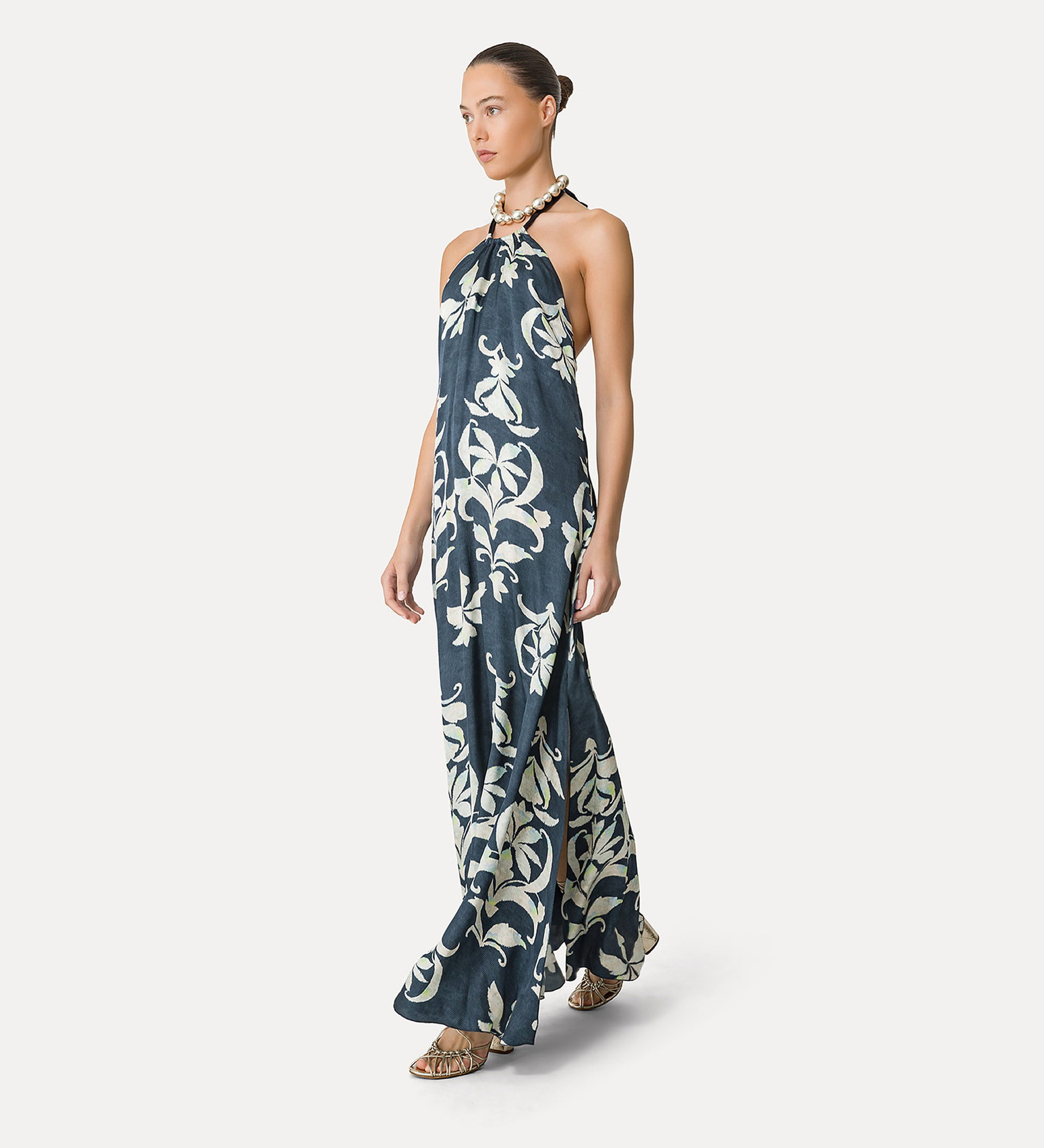 satin dress with halterneck design | forte_forte
