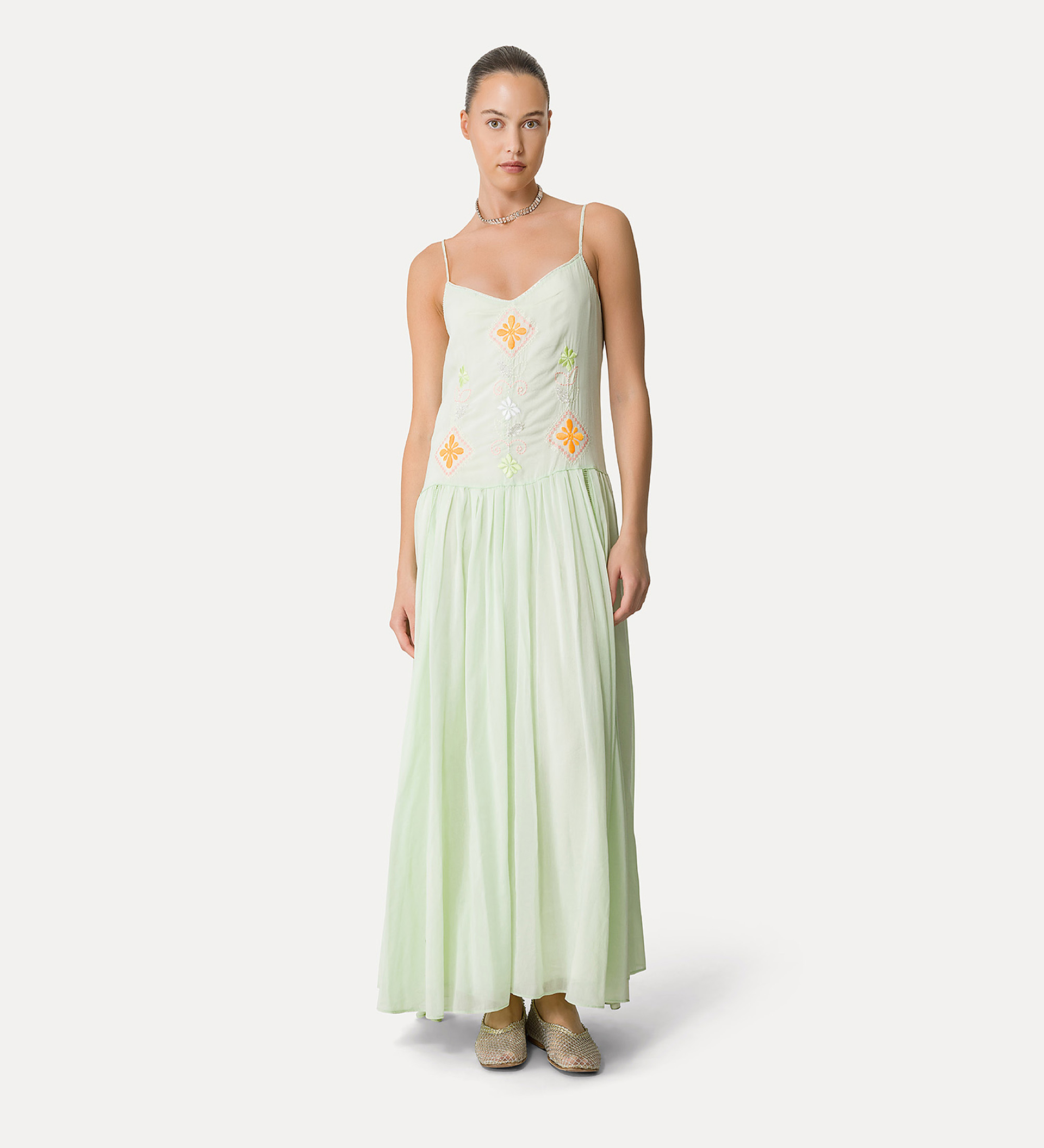 voile dress with “oniric blossom” embroidered detailing | forte_forte