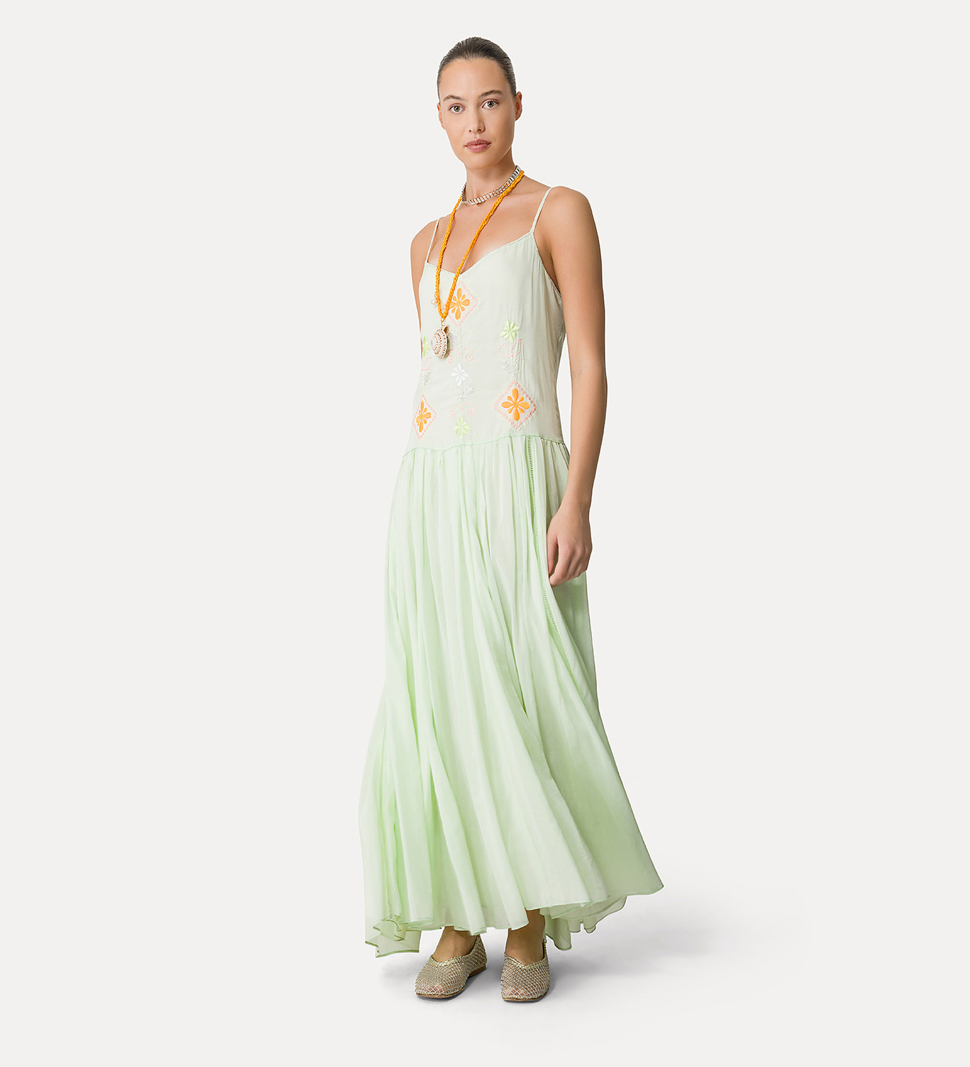 voile dress with “oniric blossom” embroidered detailing | forte_forte