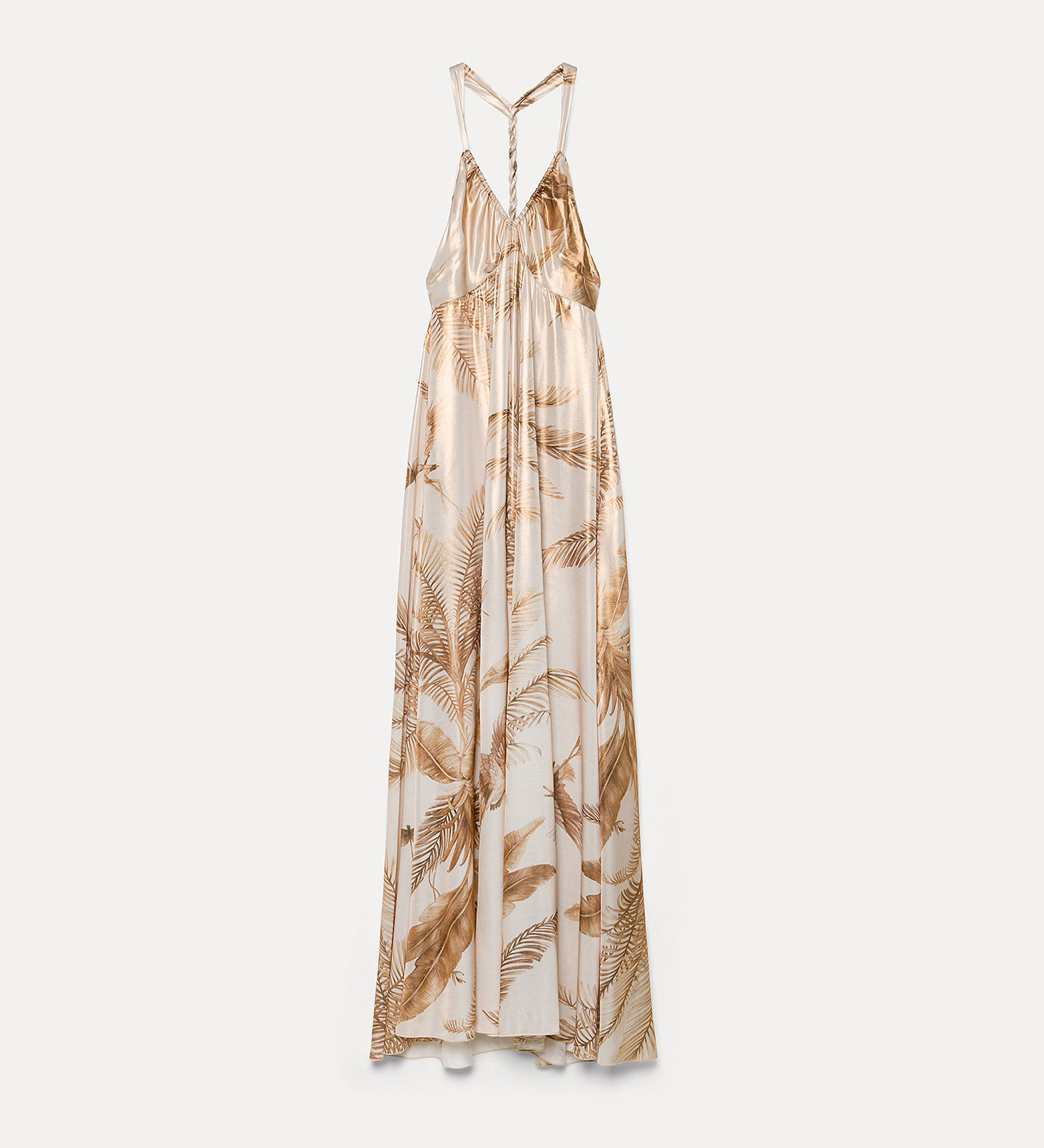 dress with spaghetti straps in “eden” lamè print pattern | forte_forte