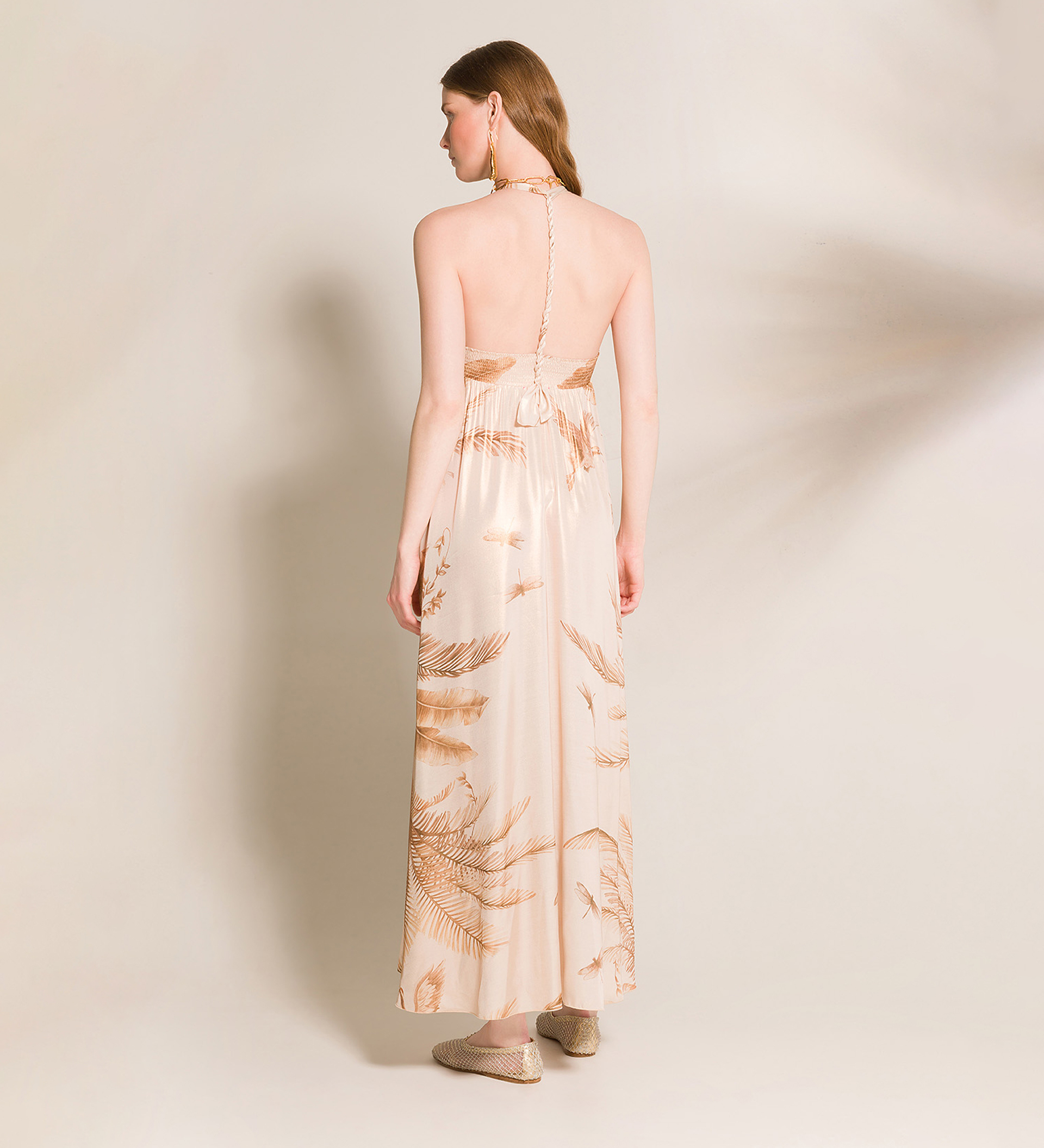 dress with spaghetti straps in “eden” lamè print pattern | forte_forte