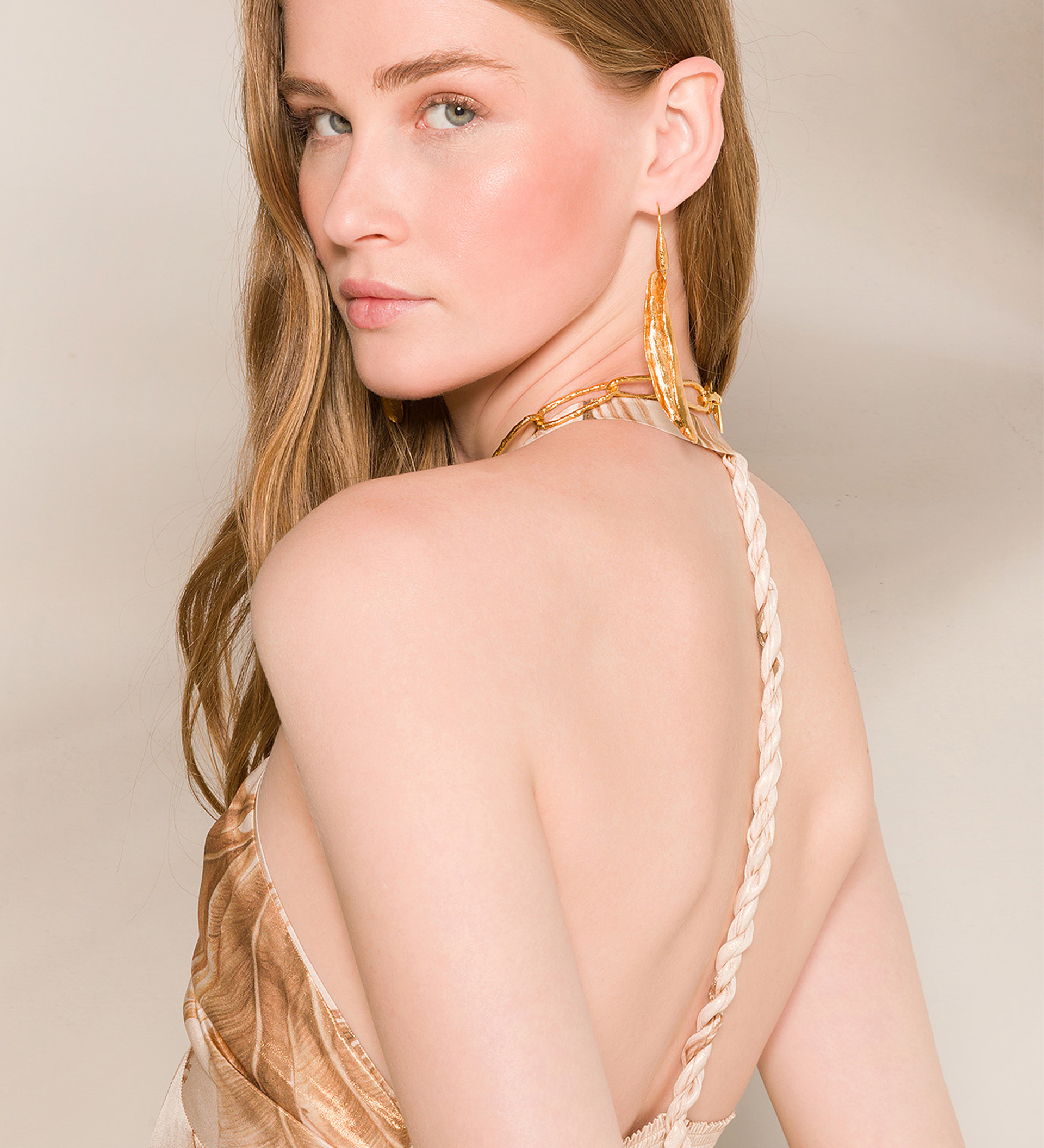 dress with spaghetti straps in “eden” lamè print pattern | forte_forte