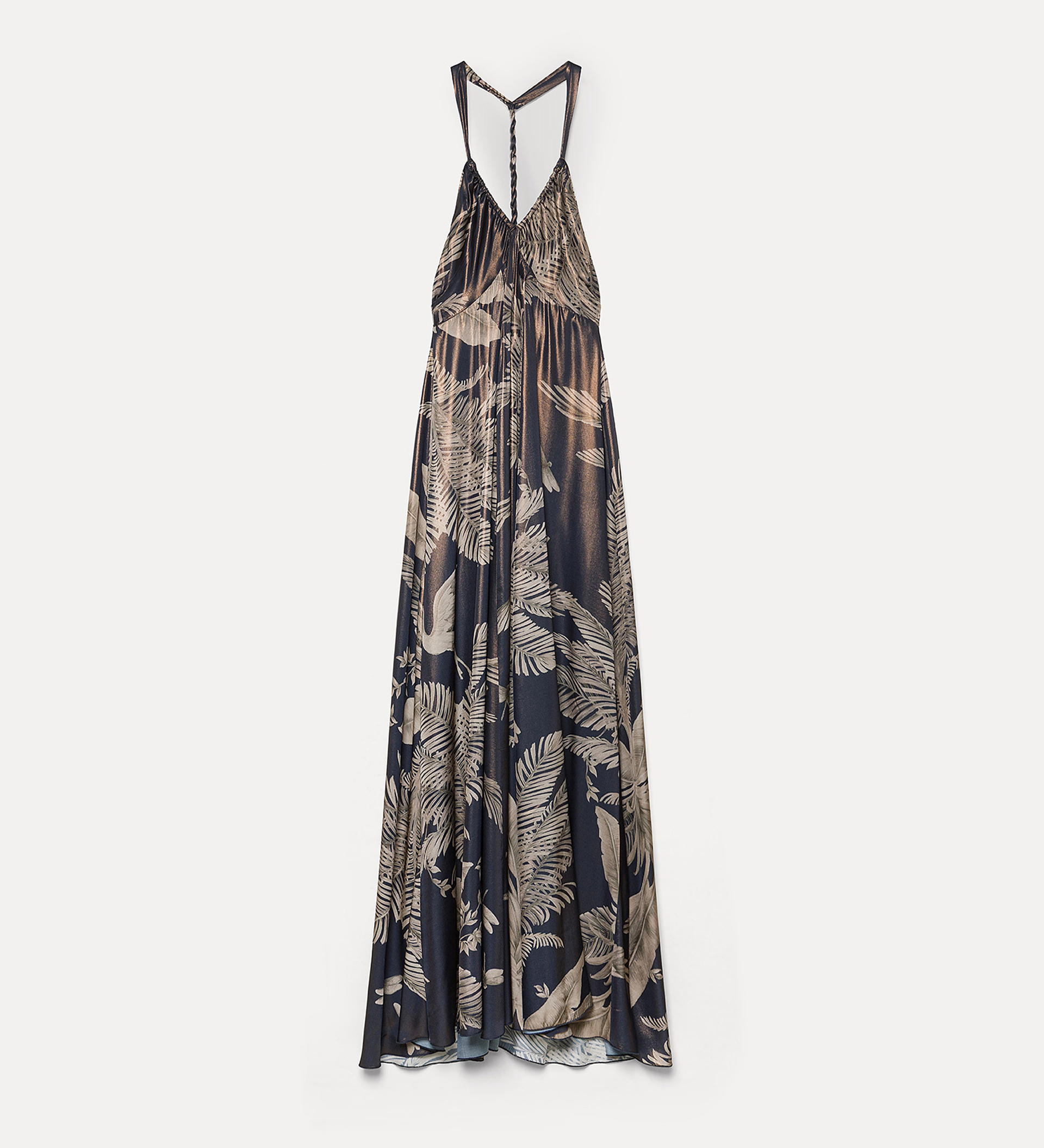 dress with spaghetti straps in “eden” lamè print pattern | forte_forte