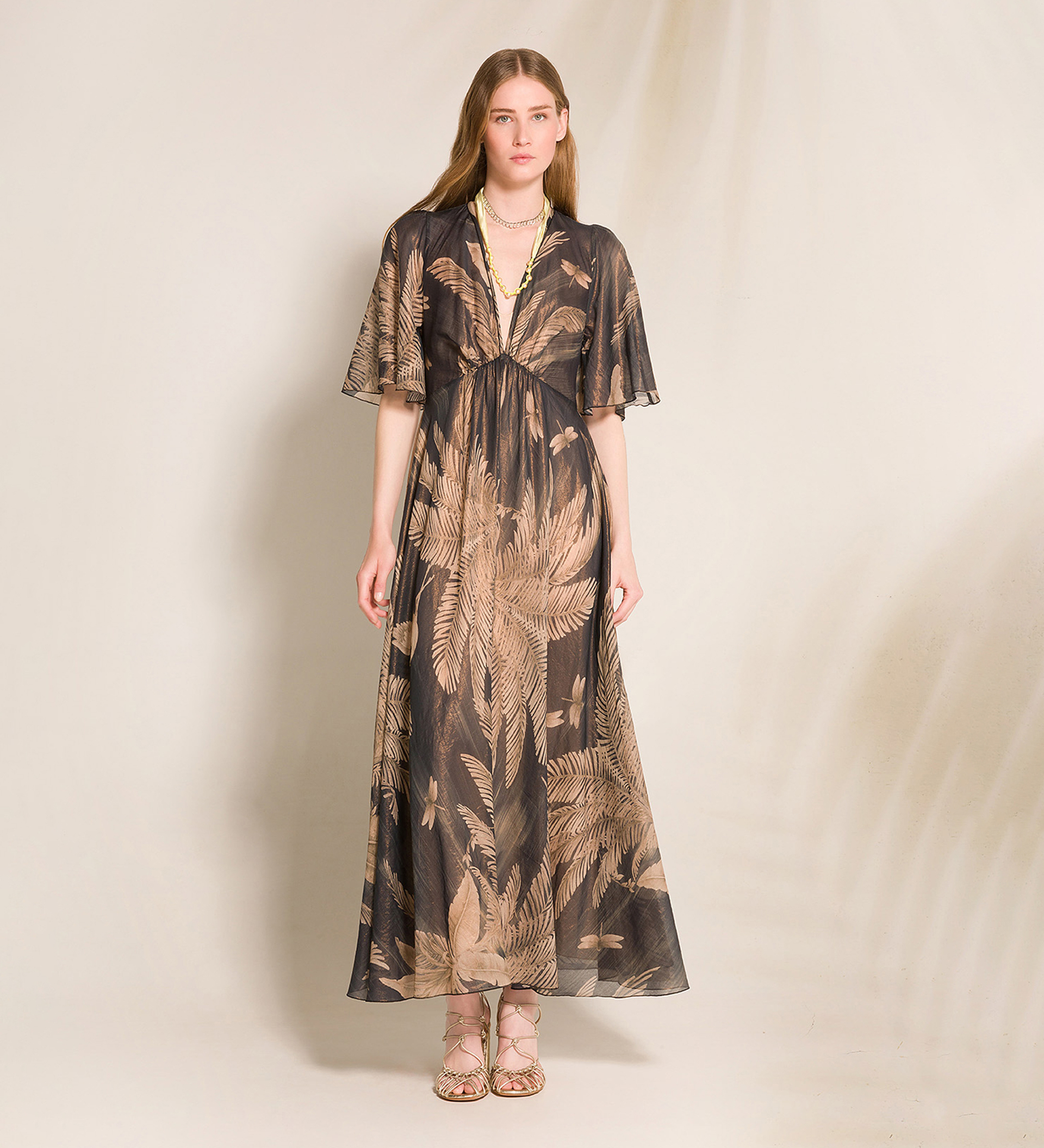 silk voile dress with “eden” lamè print pattern | forte_forte