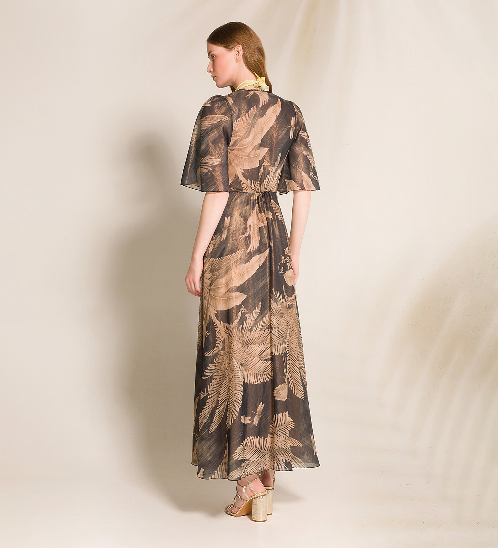 silk voile dress with “eden” lamè print pattern | forte_forte