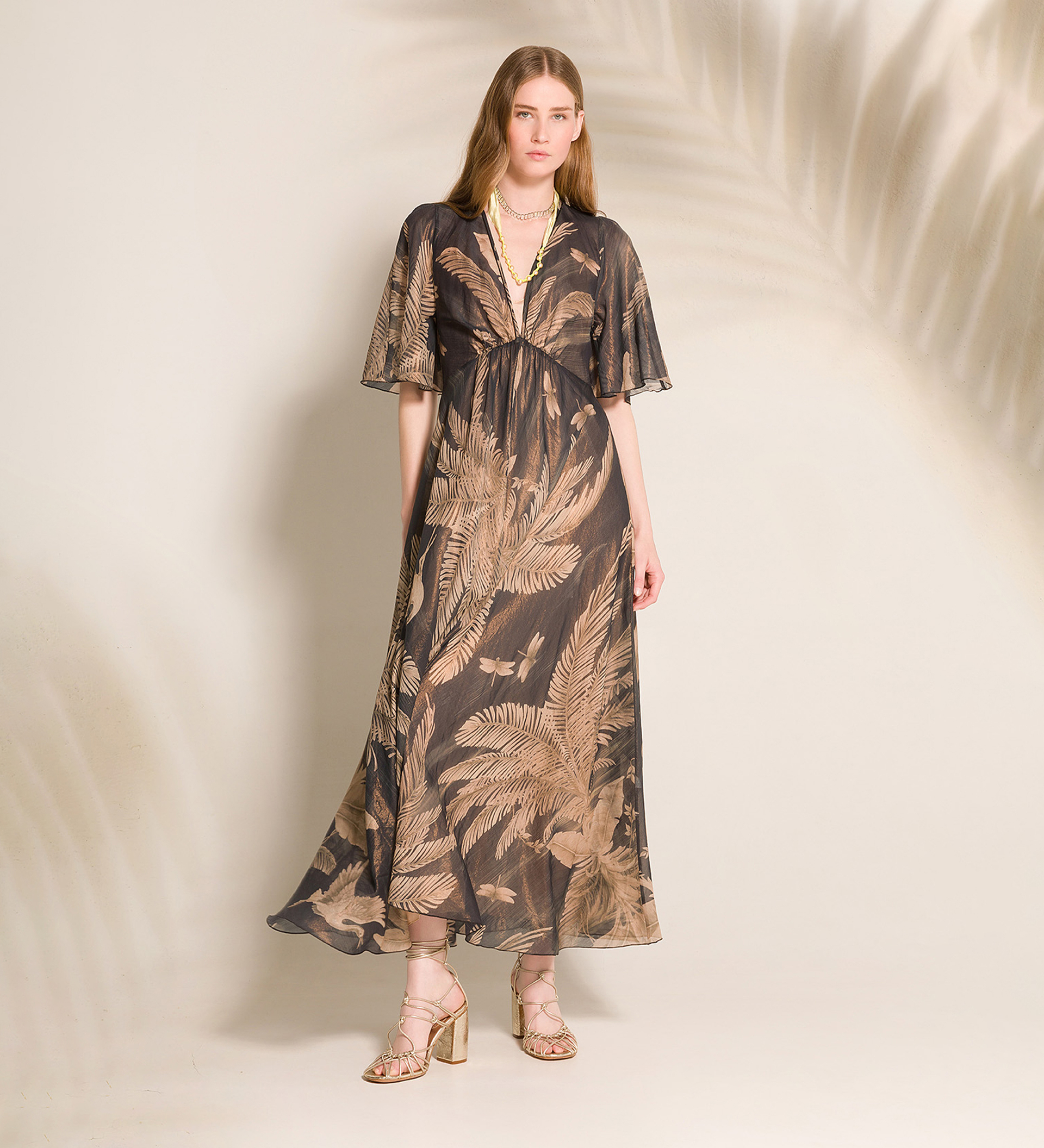 silk voile dress with “eden” lamè print pattern | forte_forte