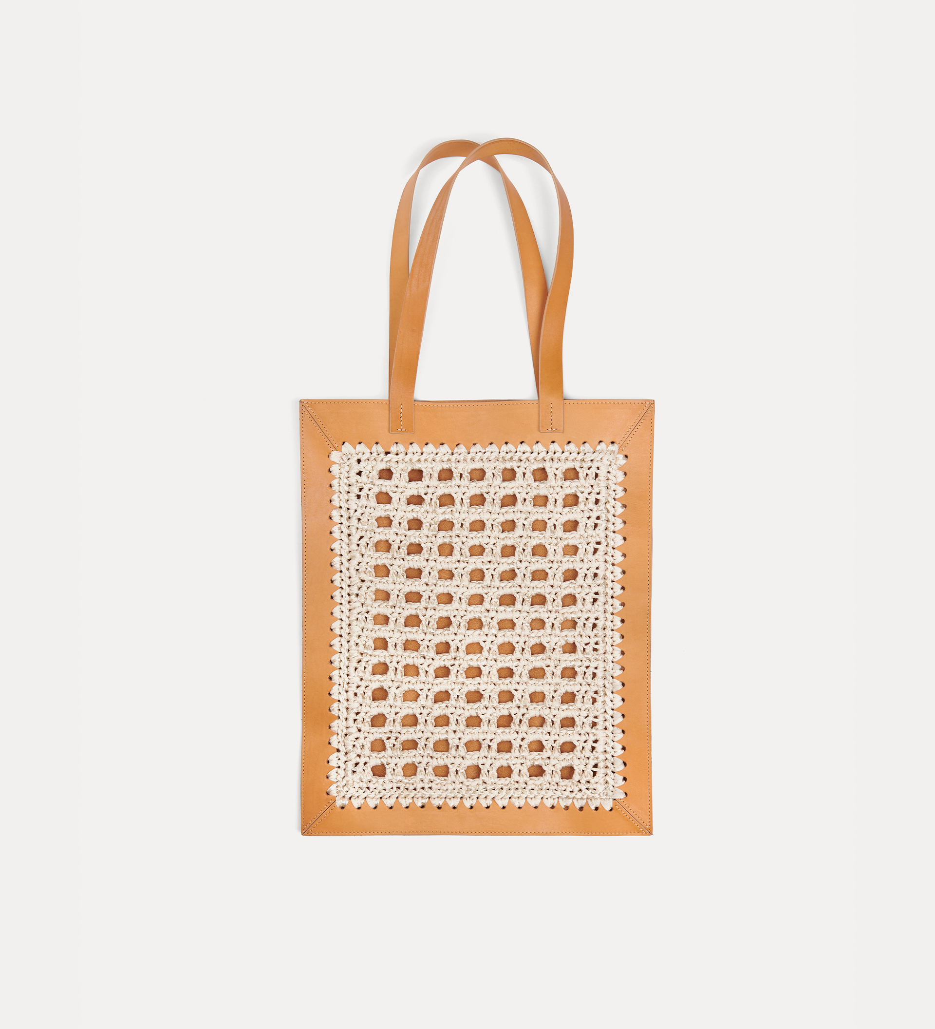 shopper in leather and crochetwork | forte_forte