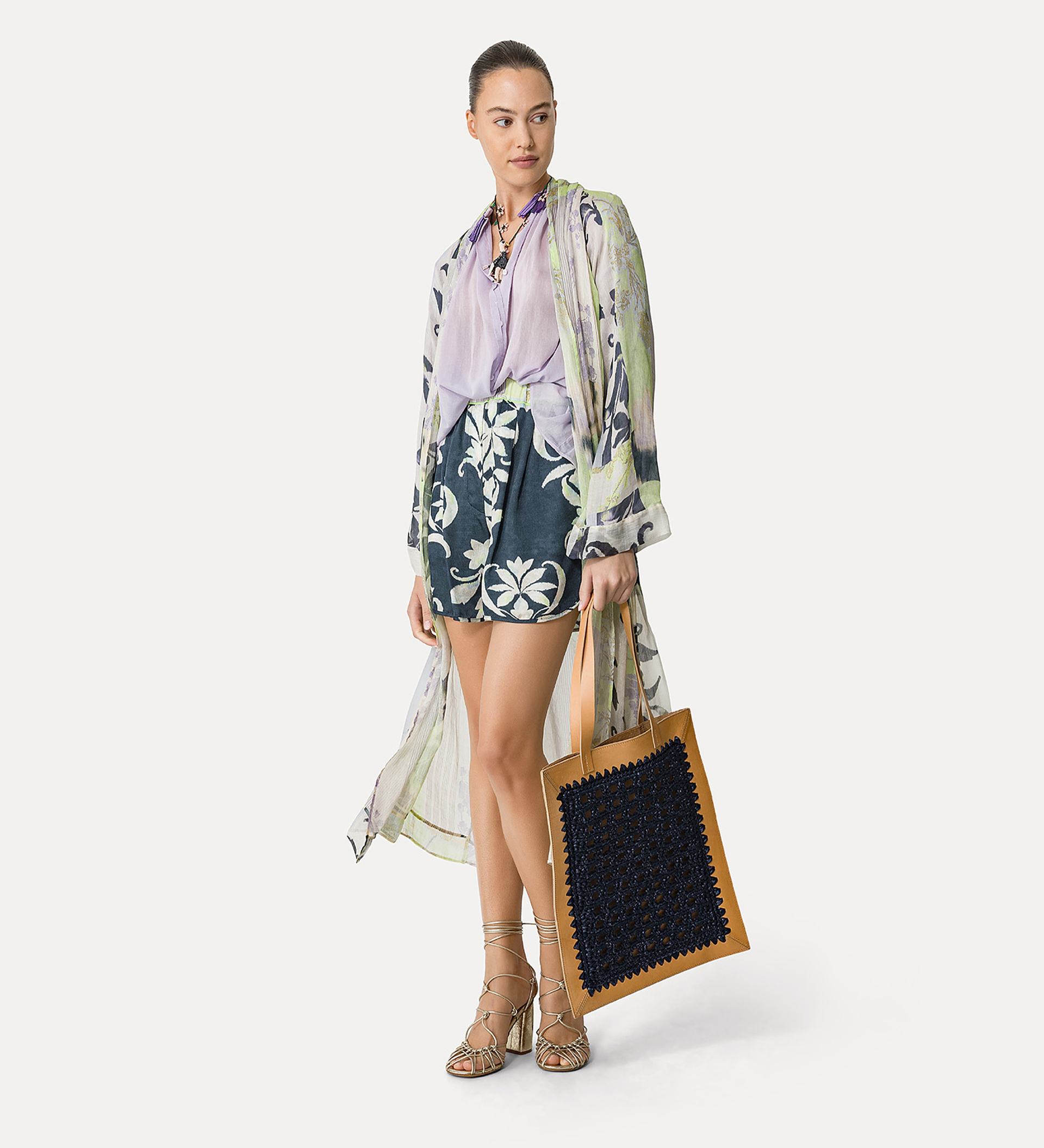 shopper in leather and crochetwork | forte_forte
