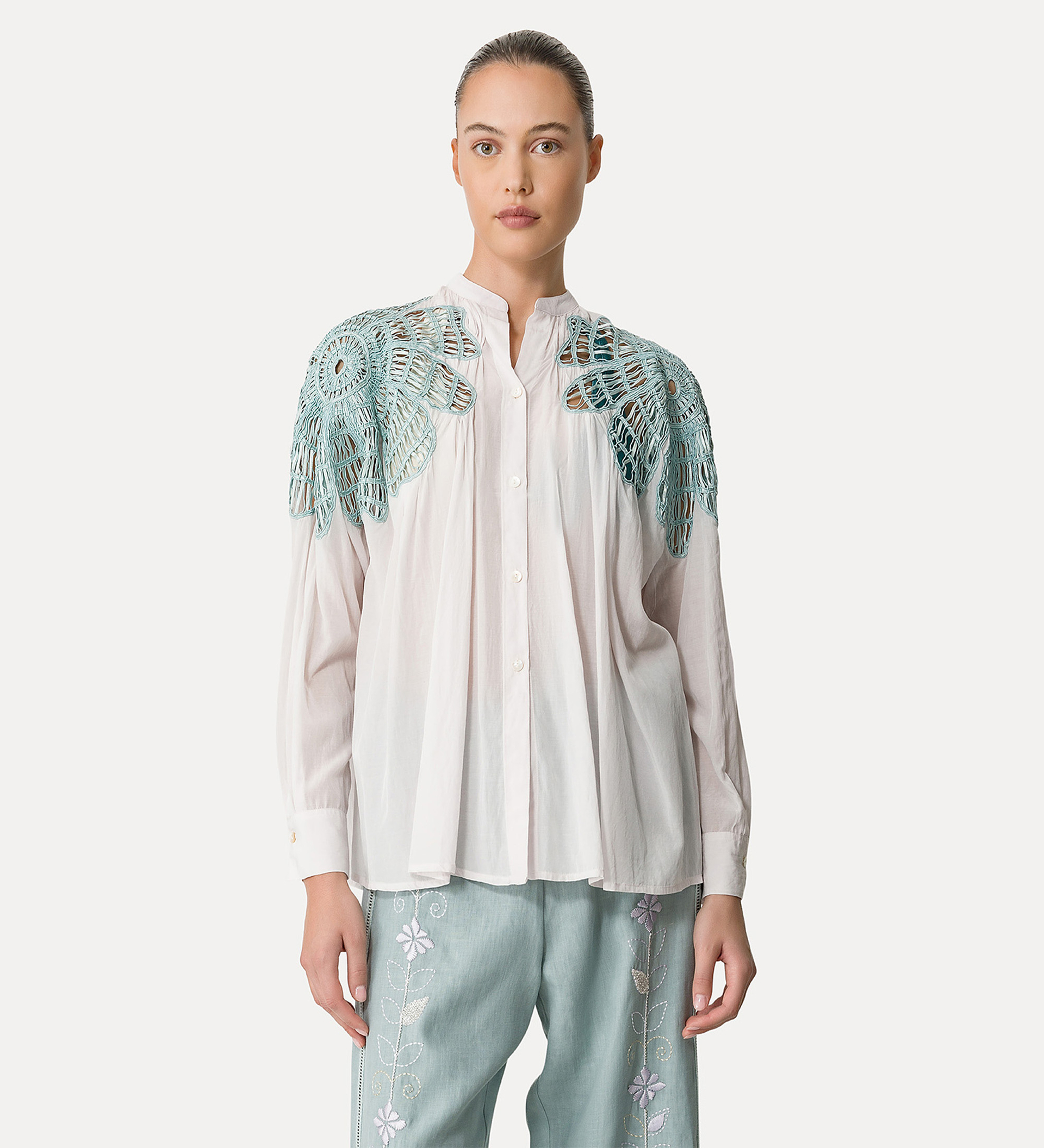 bohemian shirt with inlay detailing | forte_forte
