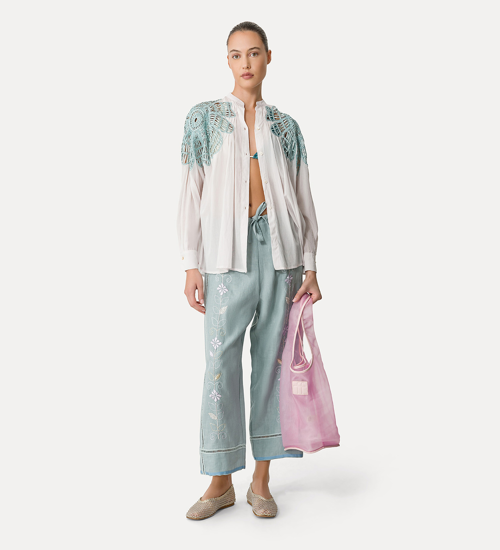 bohemian shirt with inlay detailing | forte_forte