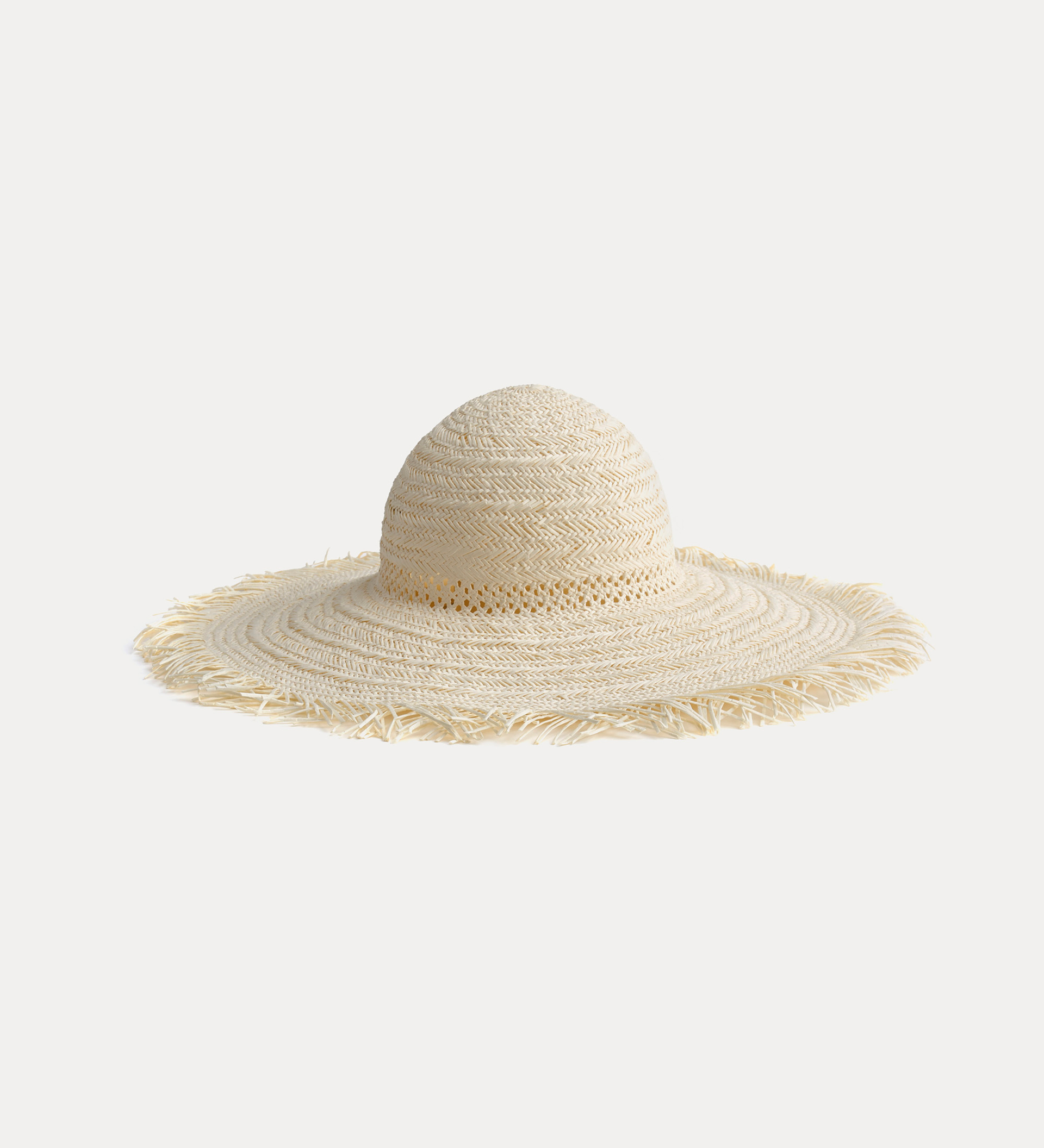braided brim hat with fringed edge | forte_forte