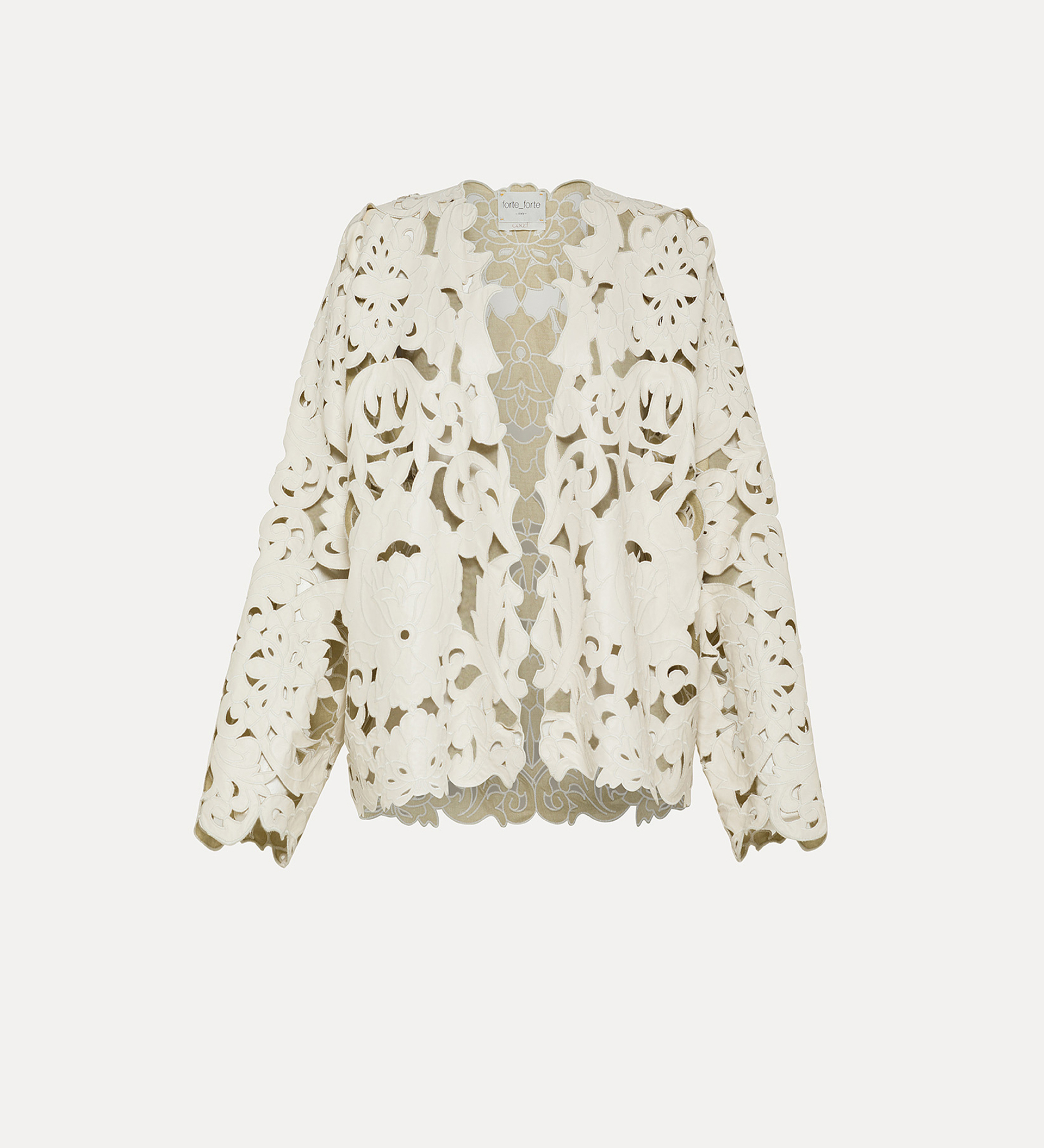 women's leather bomber jacket with “poetic orchid” embroidery work | forte_forte