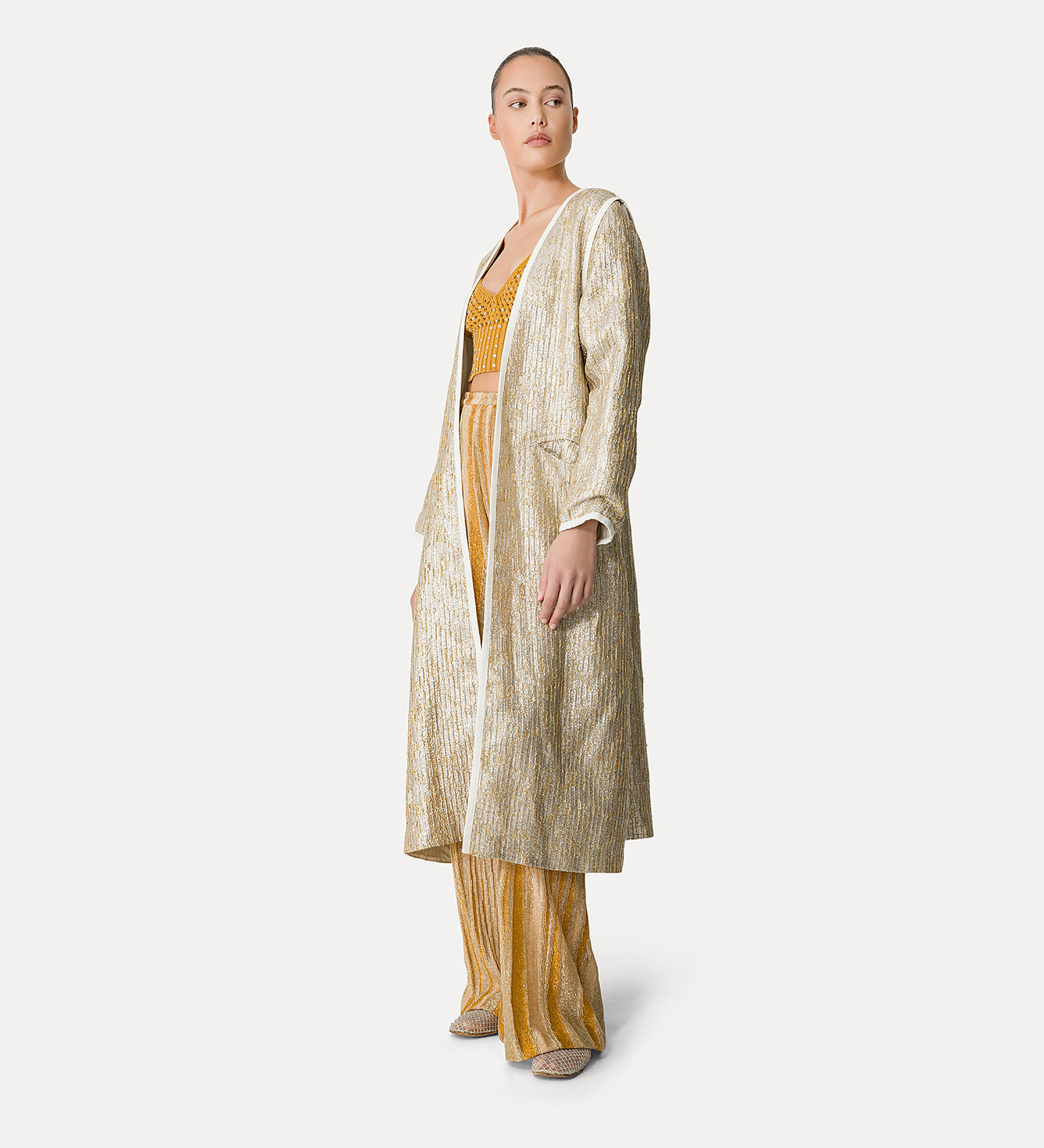 coat in “twinkle” lurex–shot jacquard | forte_forte