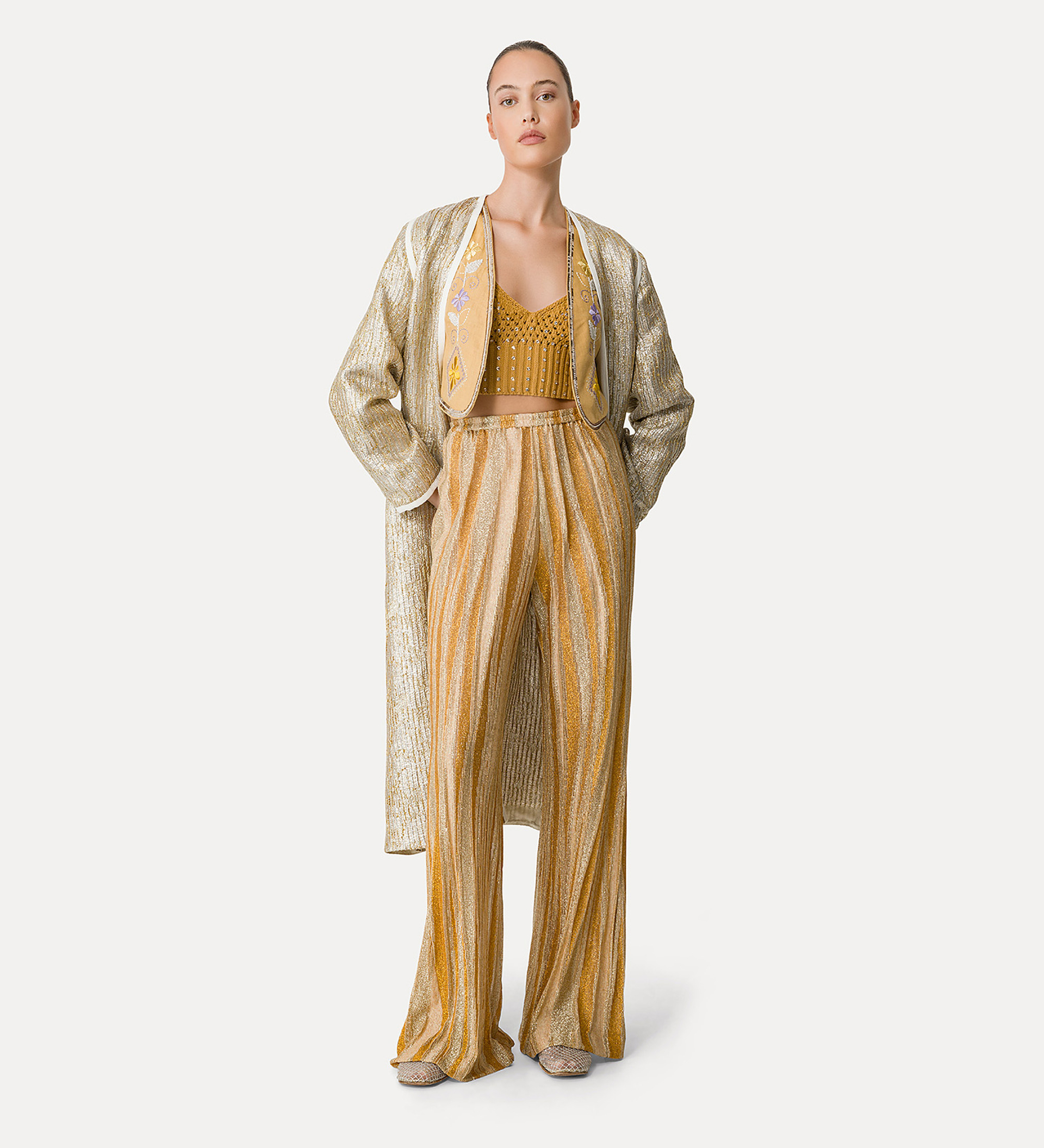 coat in “twinkle” lurex–shot jacquard | forte_forte