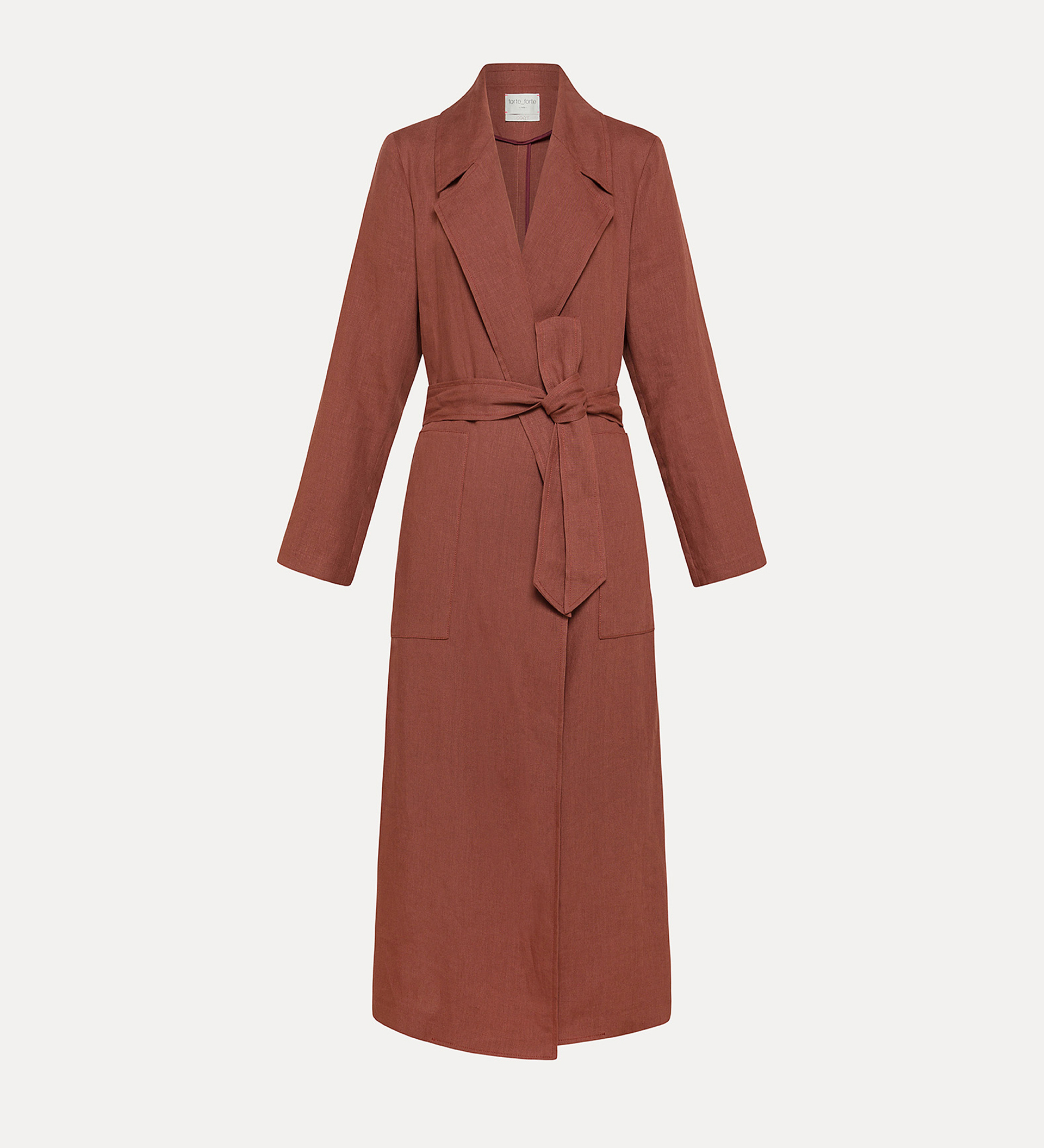 cappotto con cintura in tela di lino | forte_forte