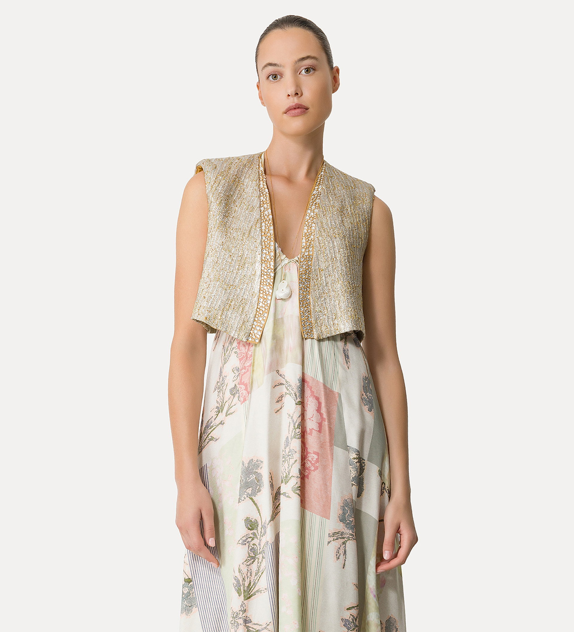 “twinkle” vest in lurex–shot jacquard | forte_forte