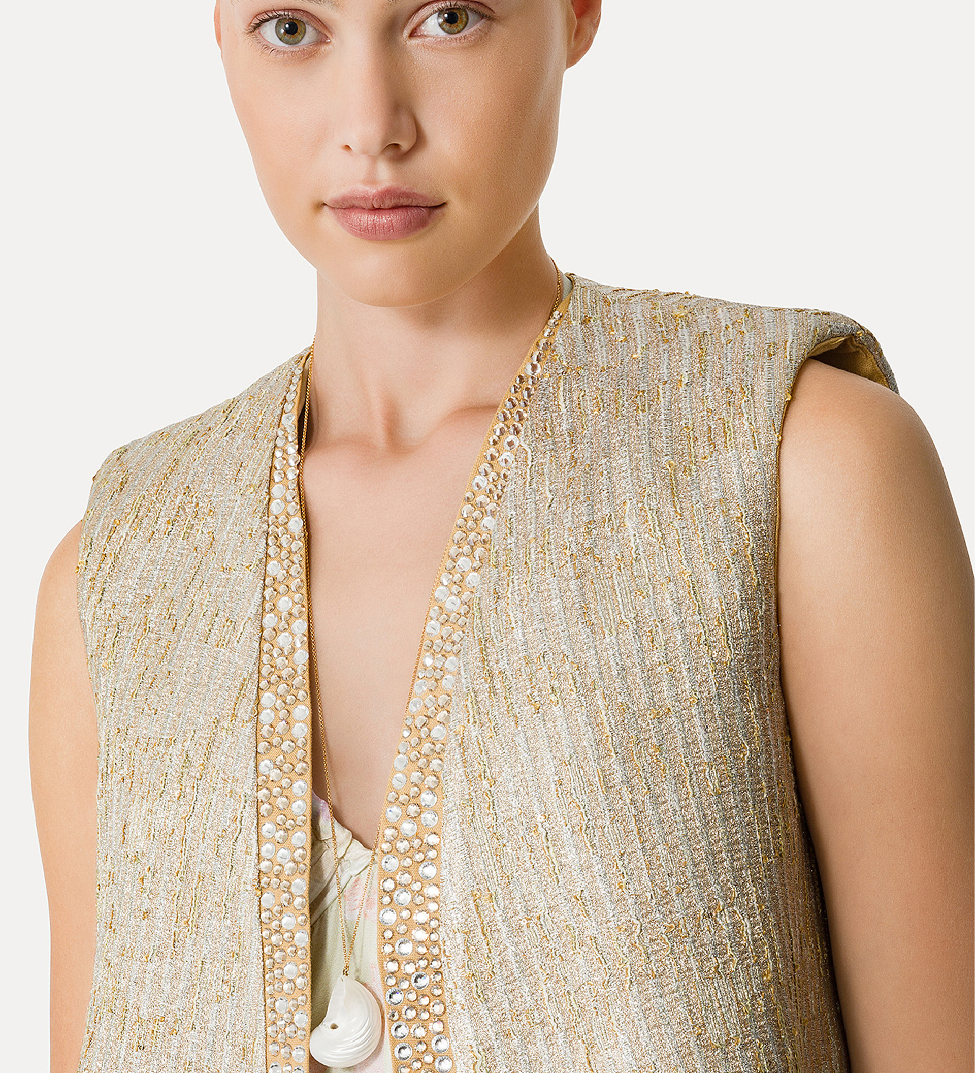“twinkle” vest in lurex–shot jacquard | forte_forte
