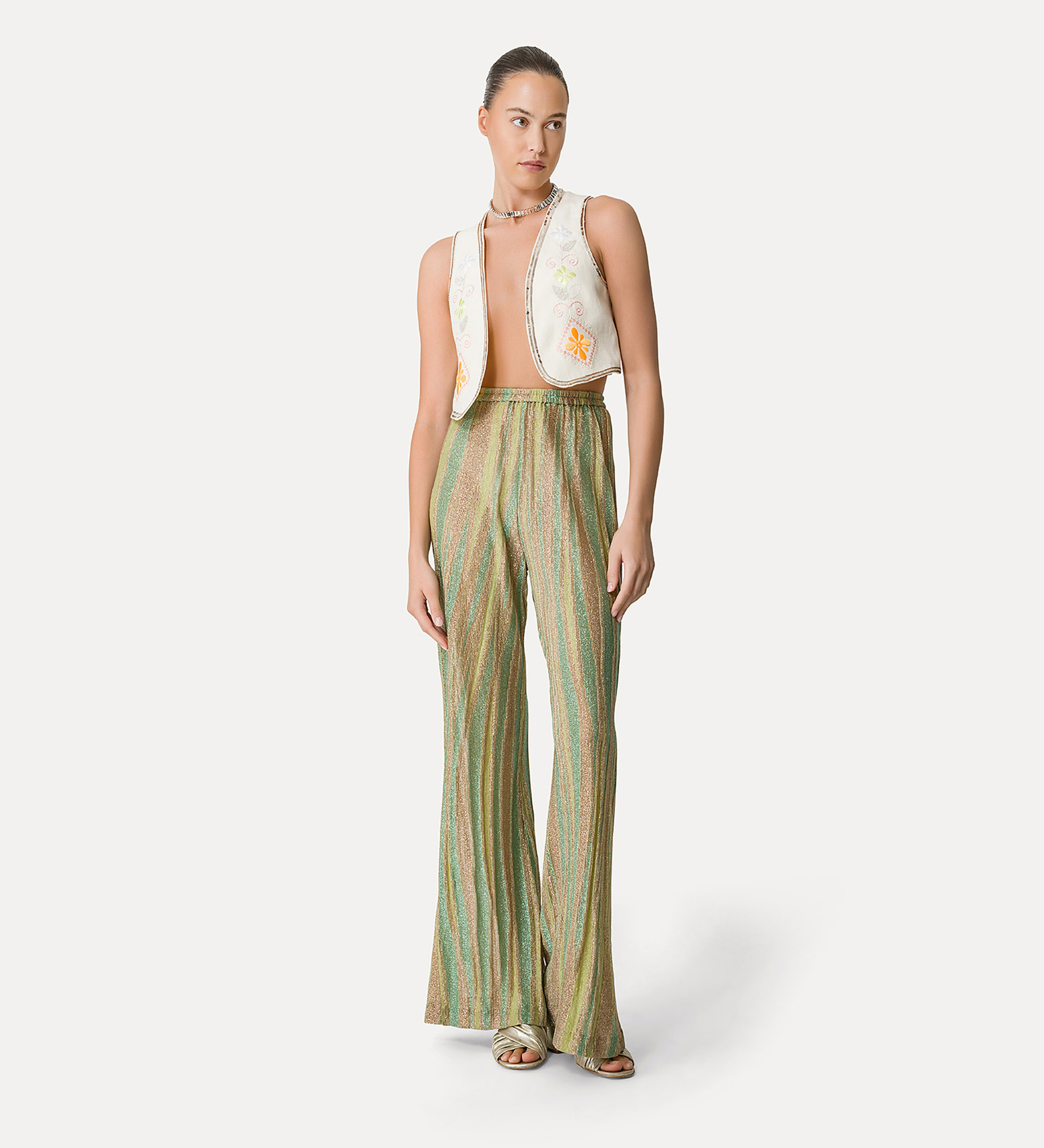 linen vest for women with “oniric blossom” embroidered detailing | forte_forte