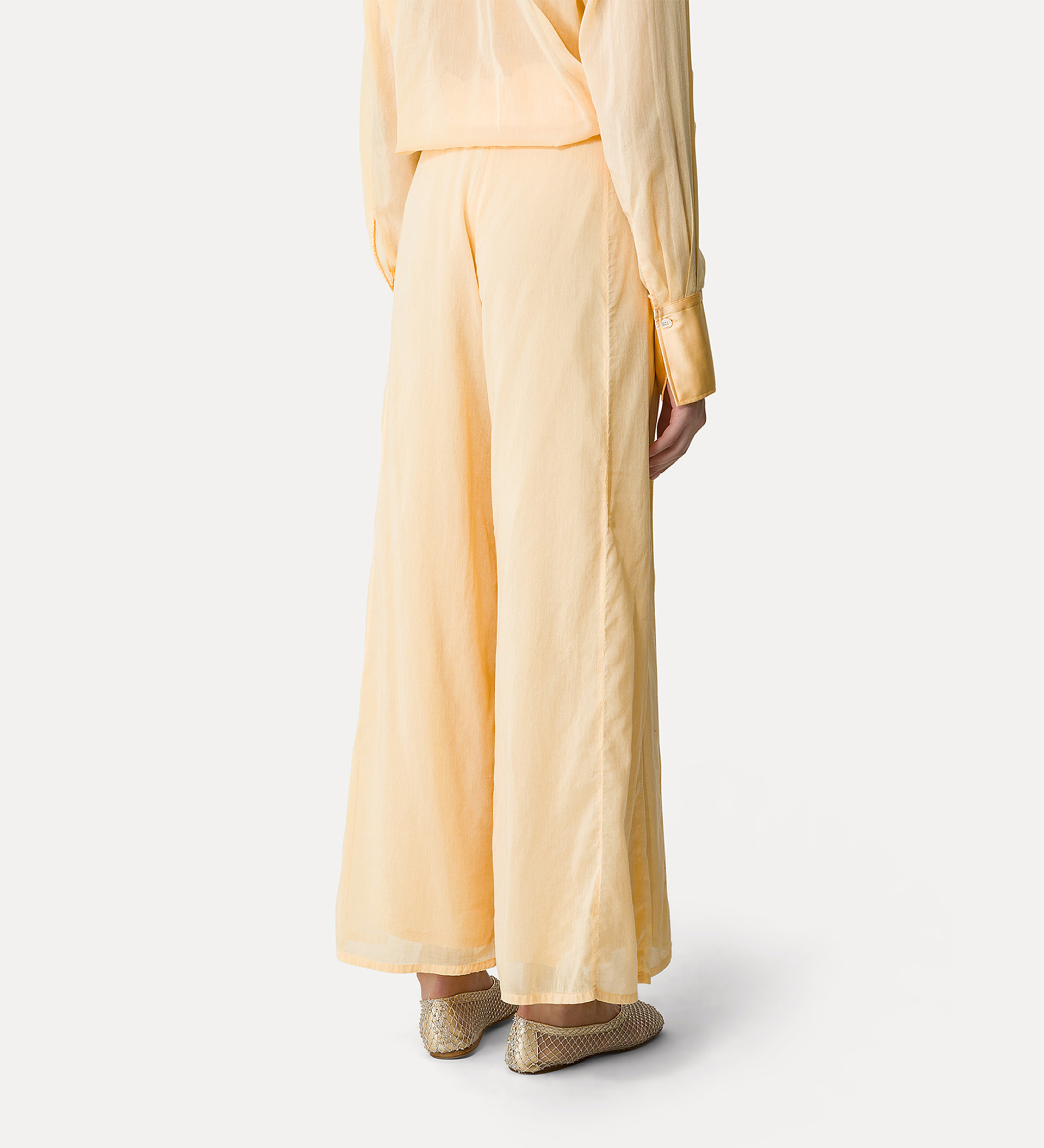 pantaloni flared in voile di cotone e seta | forte_forte