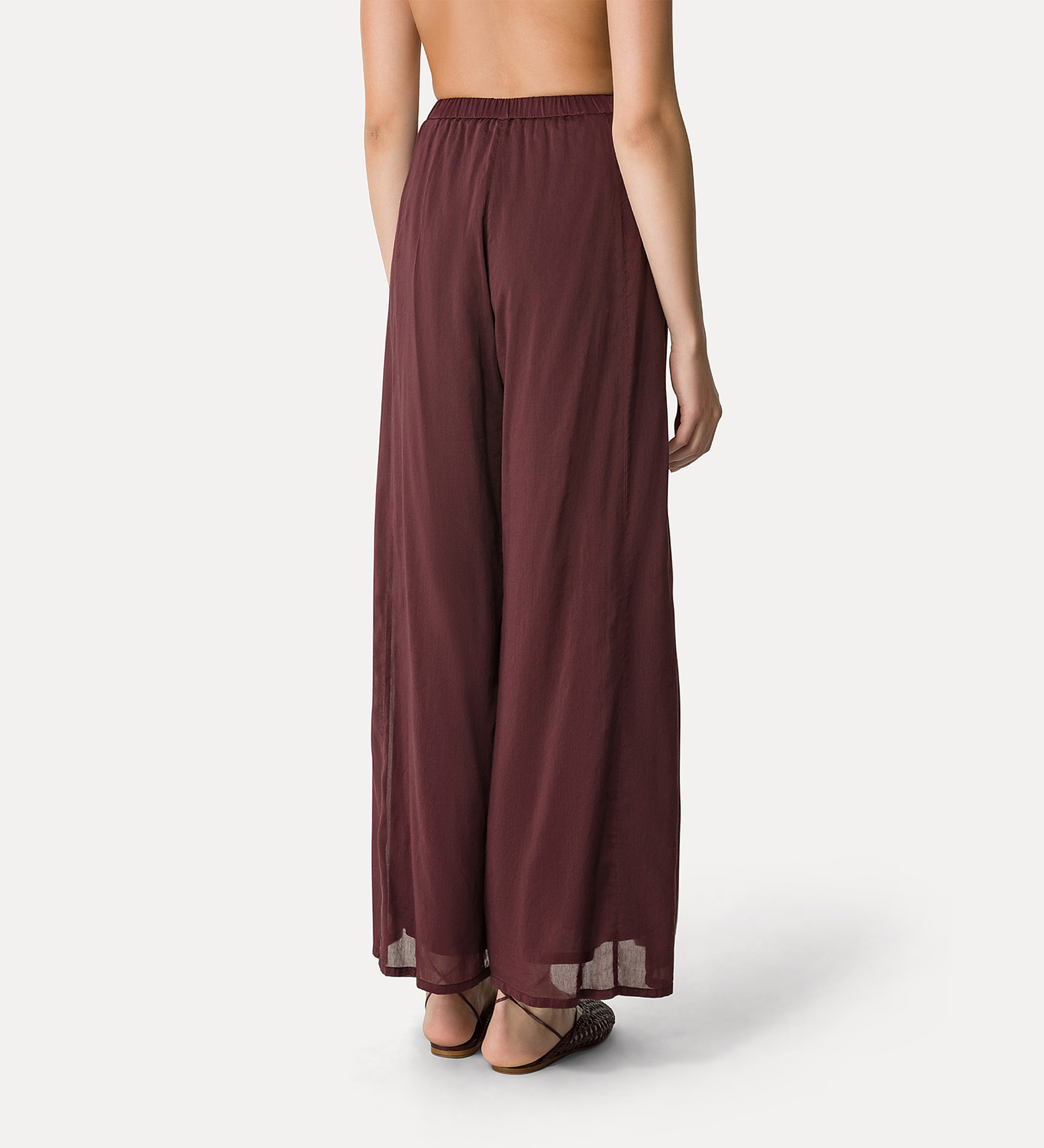 pantalon évasé en voile de coton et soie | forte_forte