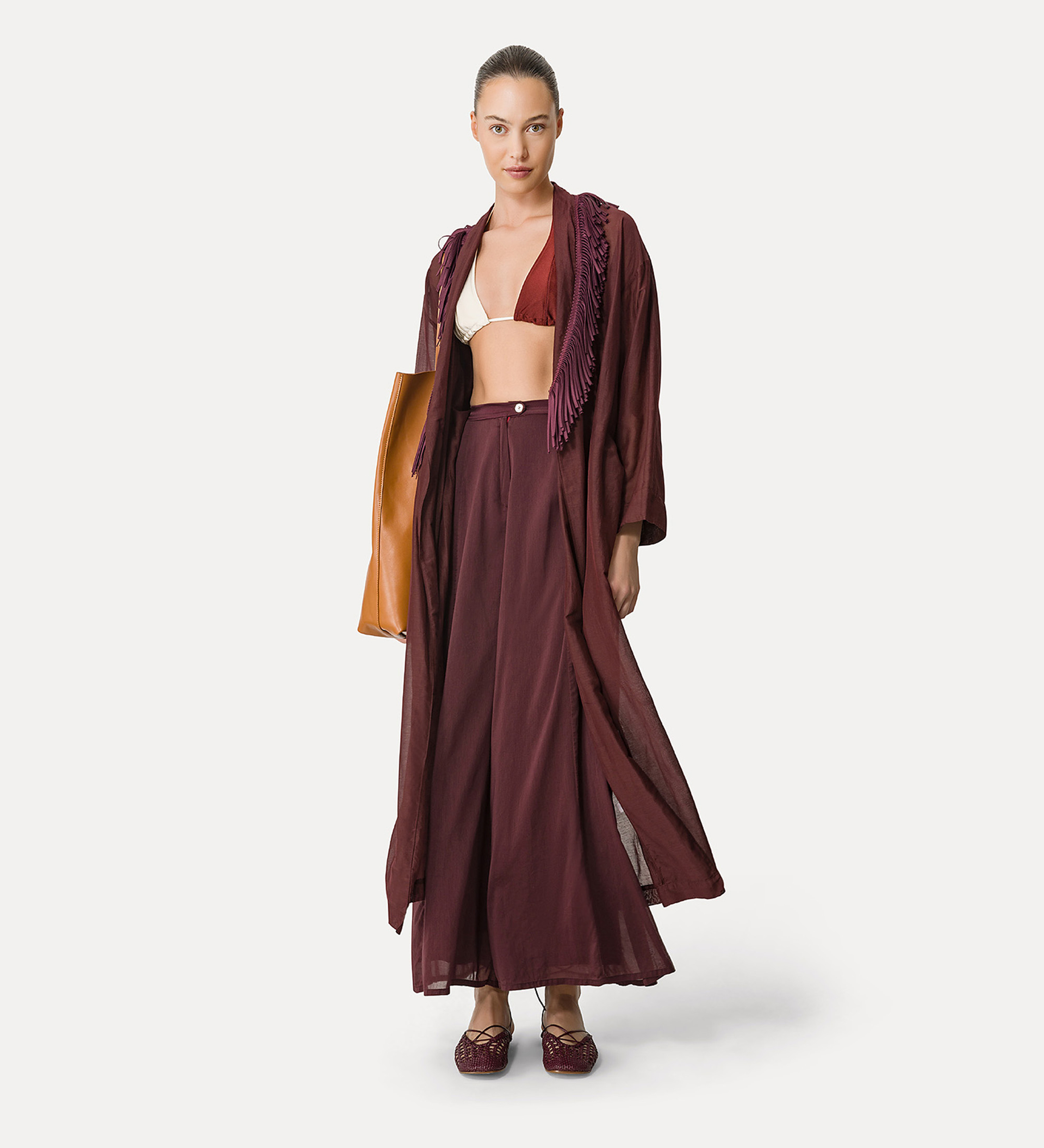 pantalon évasé en voile de coton et soie | forte_forte