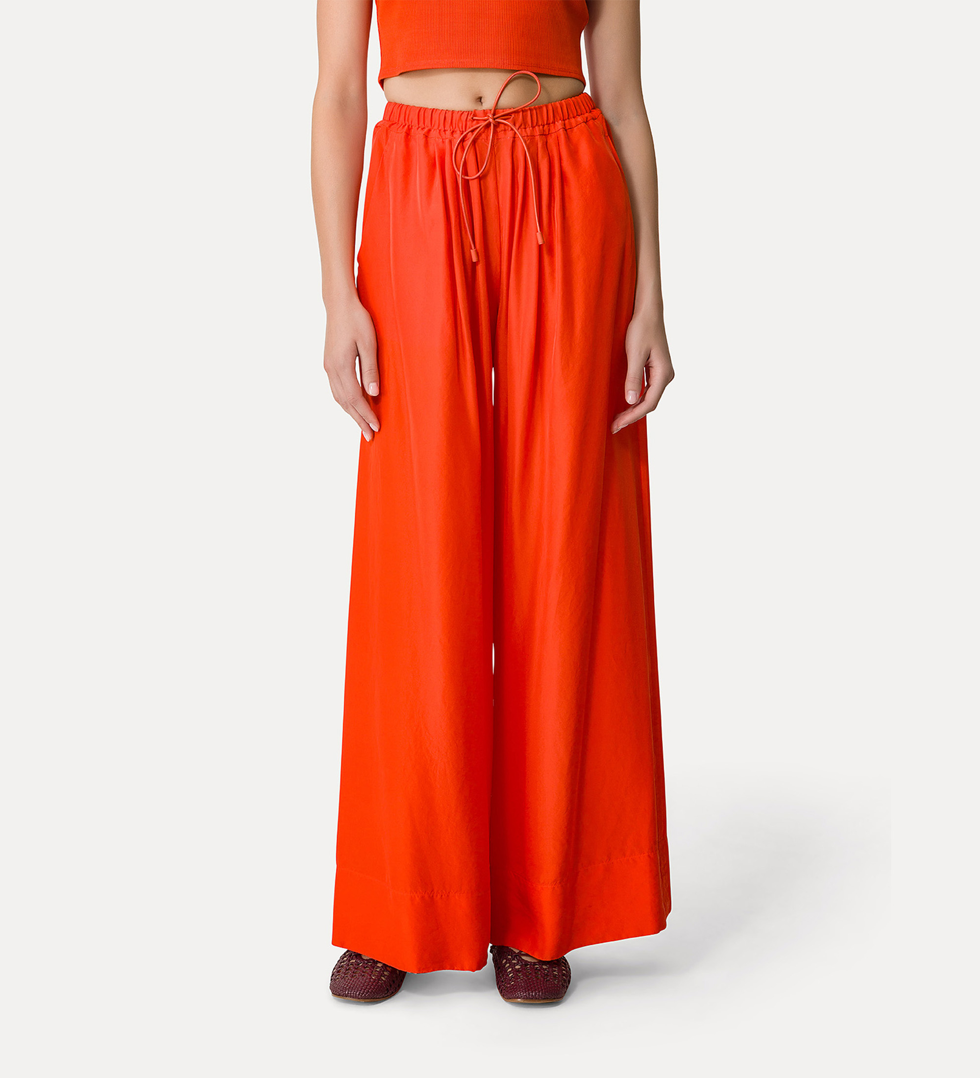 pantalon en soie avec cordon coulissant | forte_forte