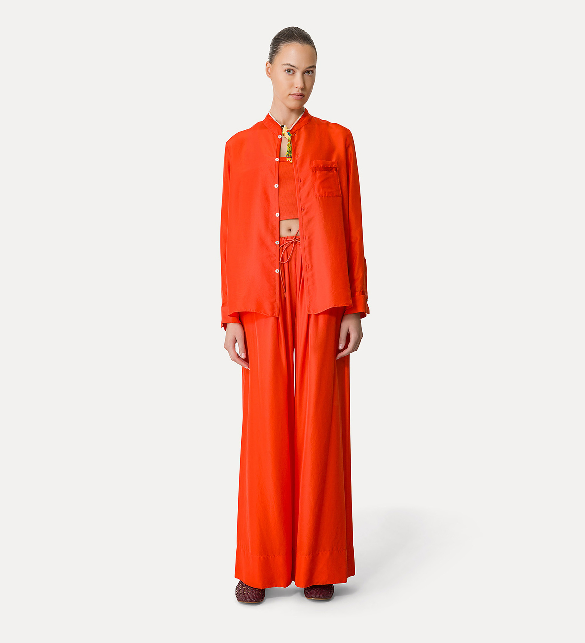 pantalon en soie avec cordon coulissant | forte_forte