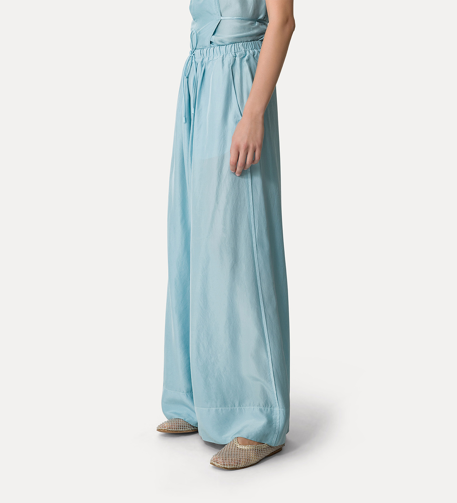 silk trousers with a drawstring waist | forte_forte