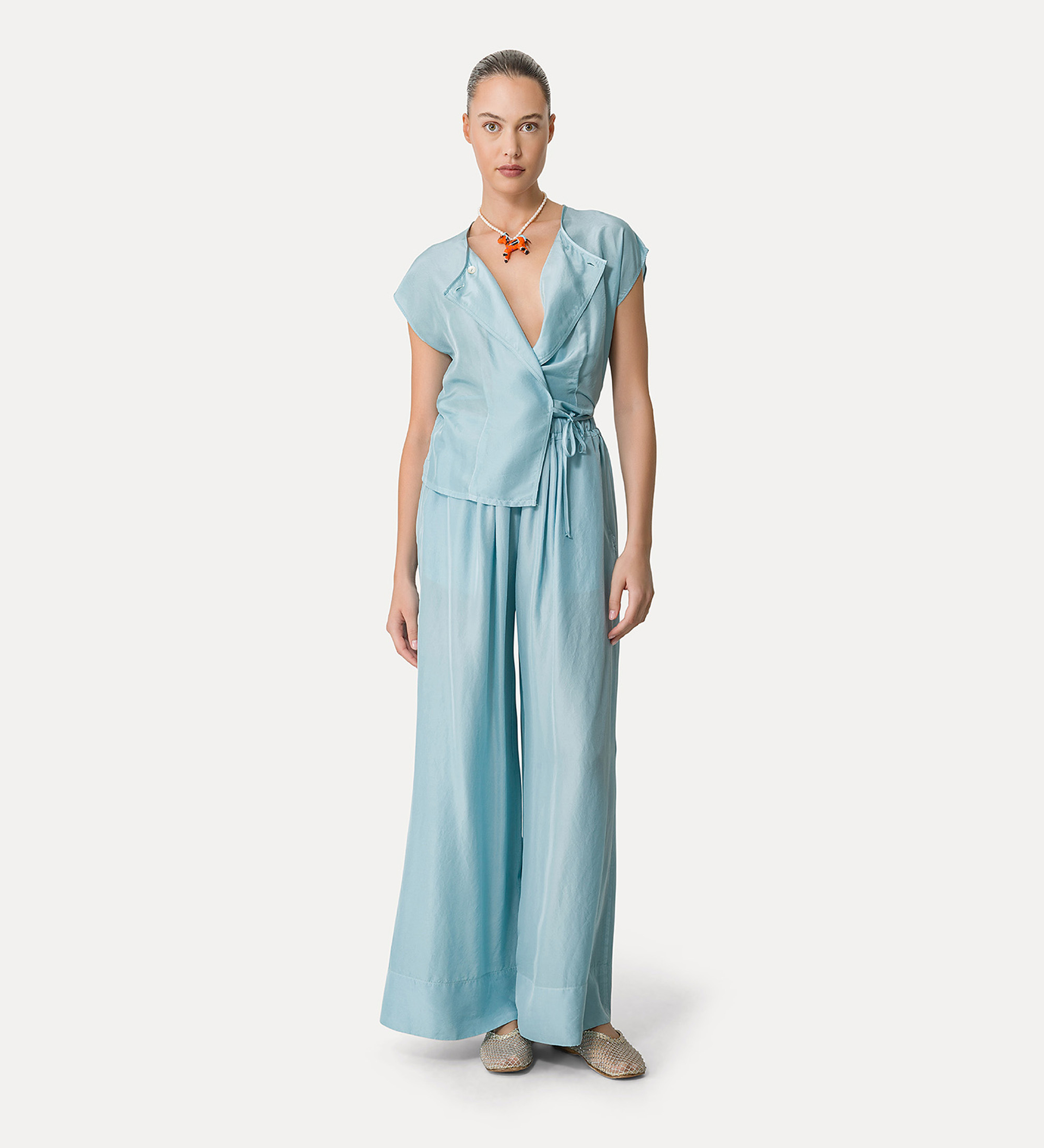 silk trousers with a drawstring waist | forte_forte