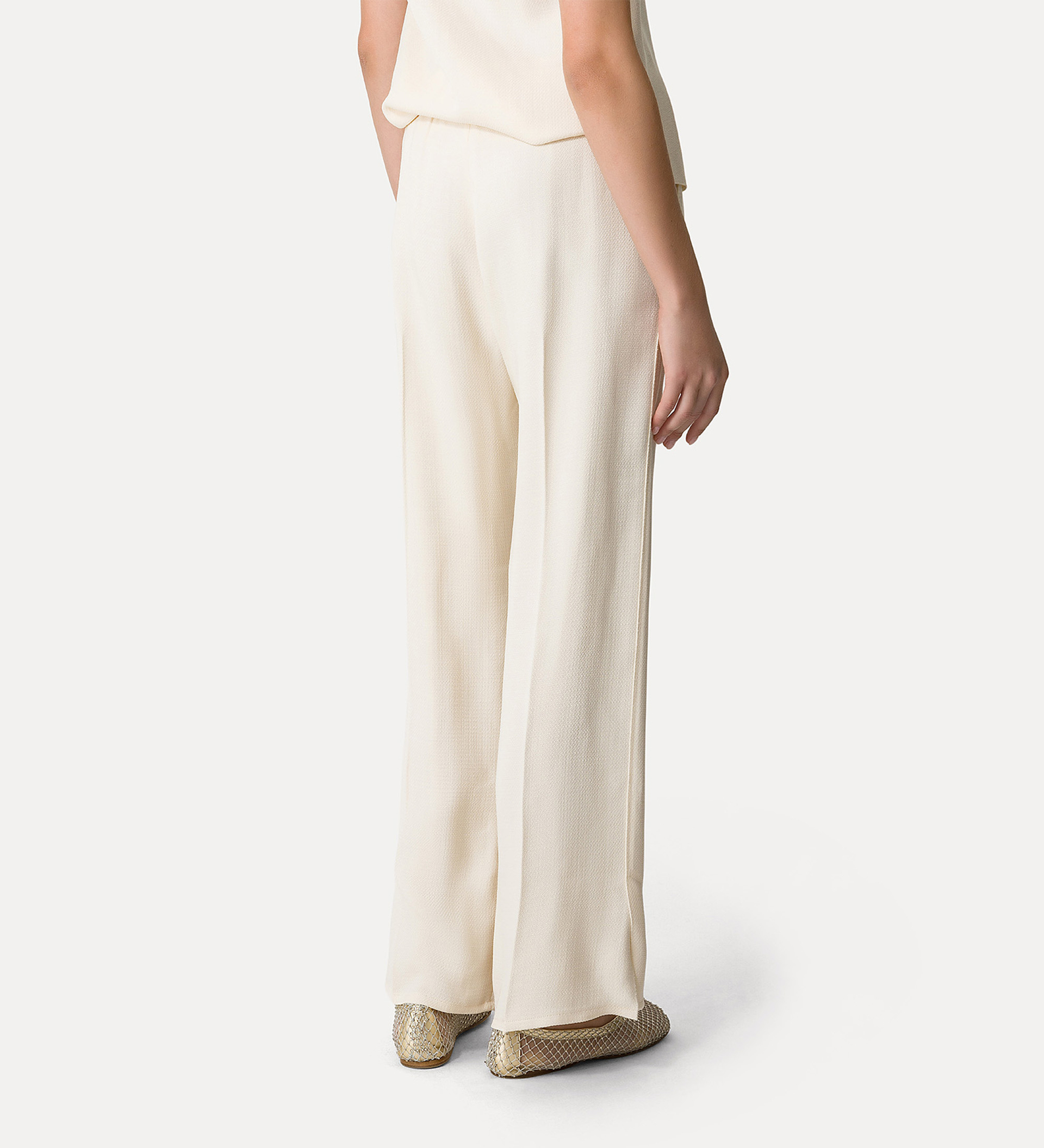 flared trousers in slub viscose | forte_forte
