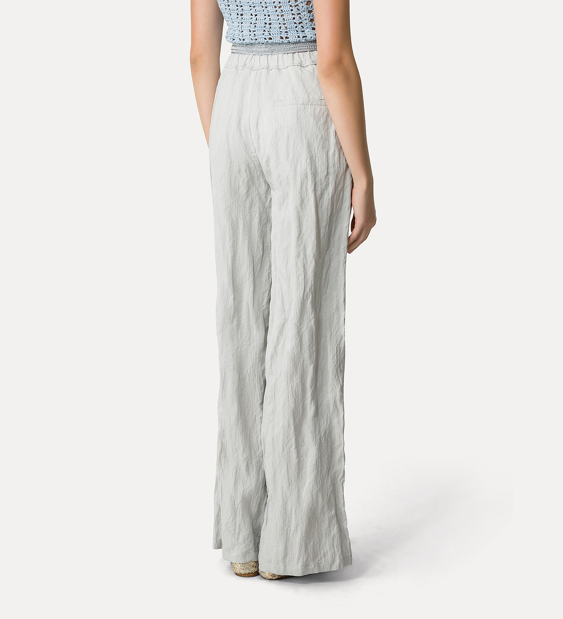 flared trousers in crinkled cotton | forte_forte