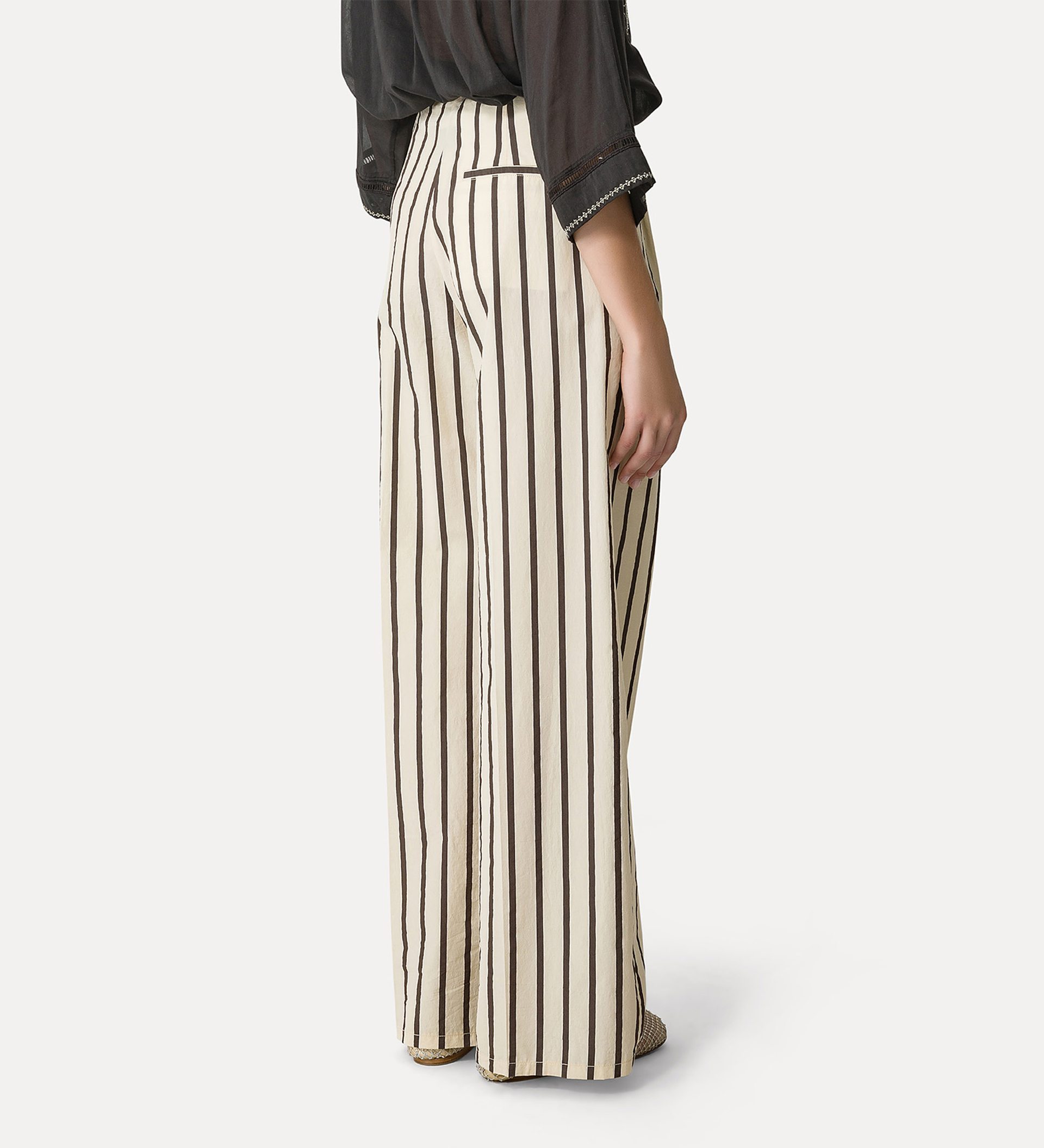 pantalon à jambes larges à fines rayures | forte_forte