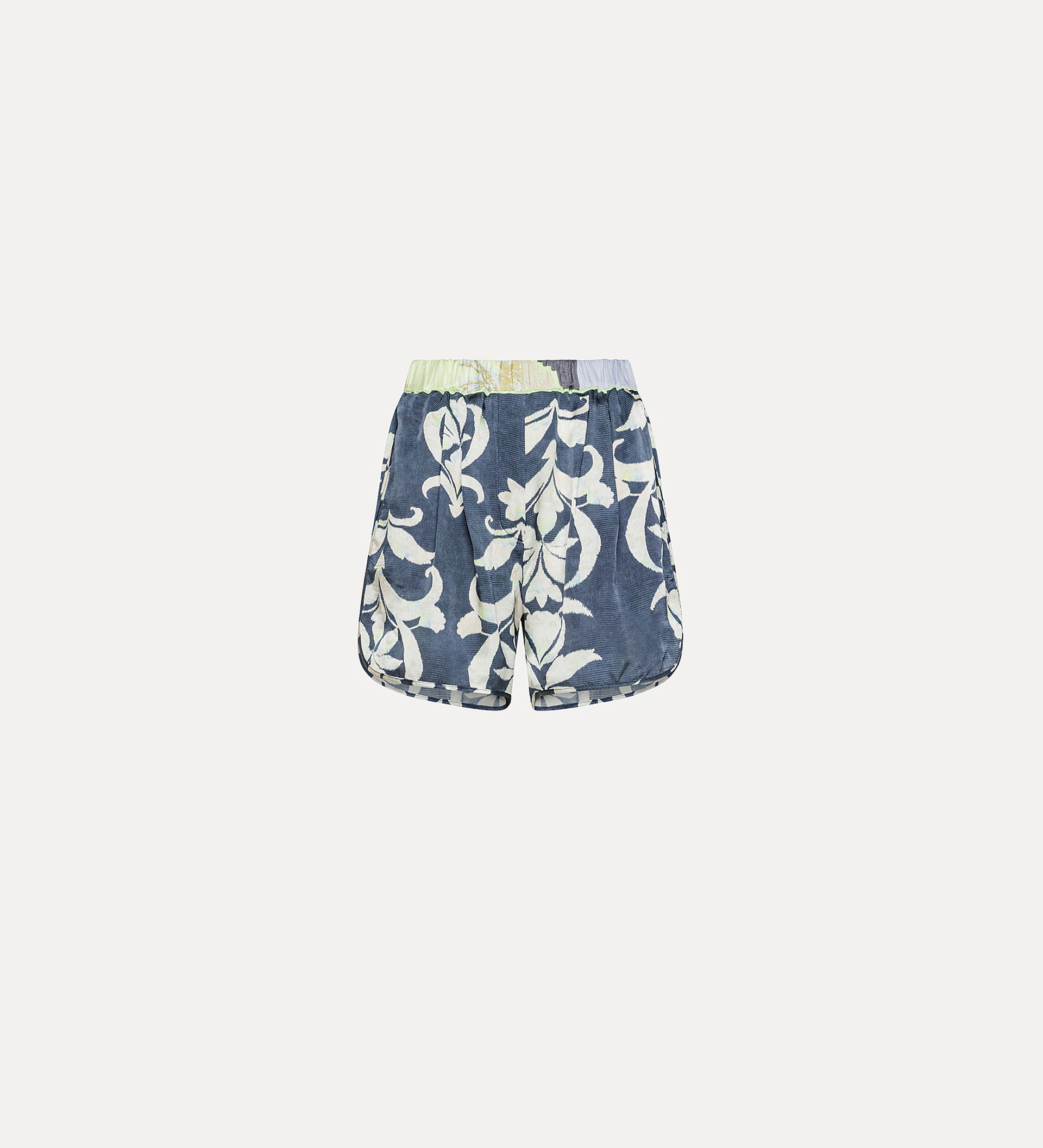 bermuda shorts in satin for women with “the secret lily” print | forte_forte