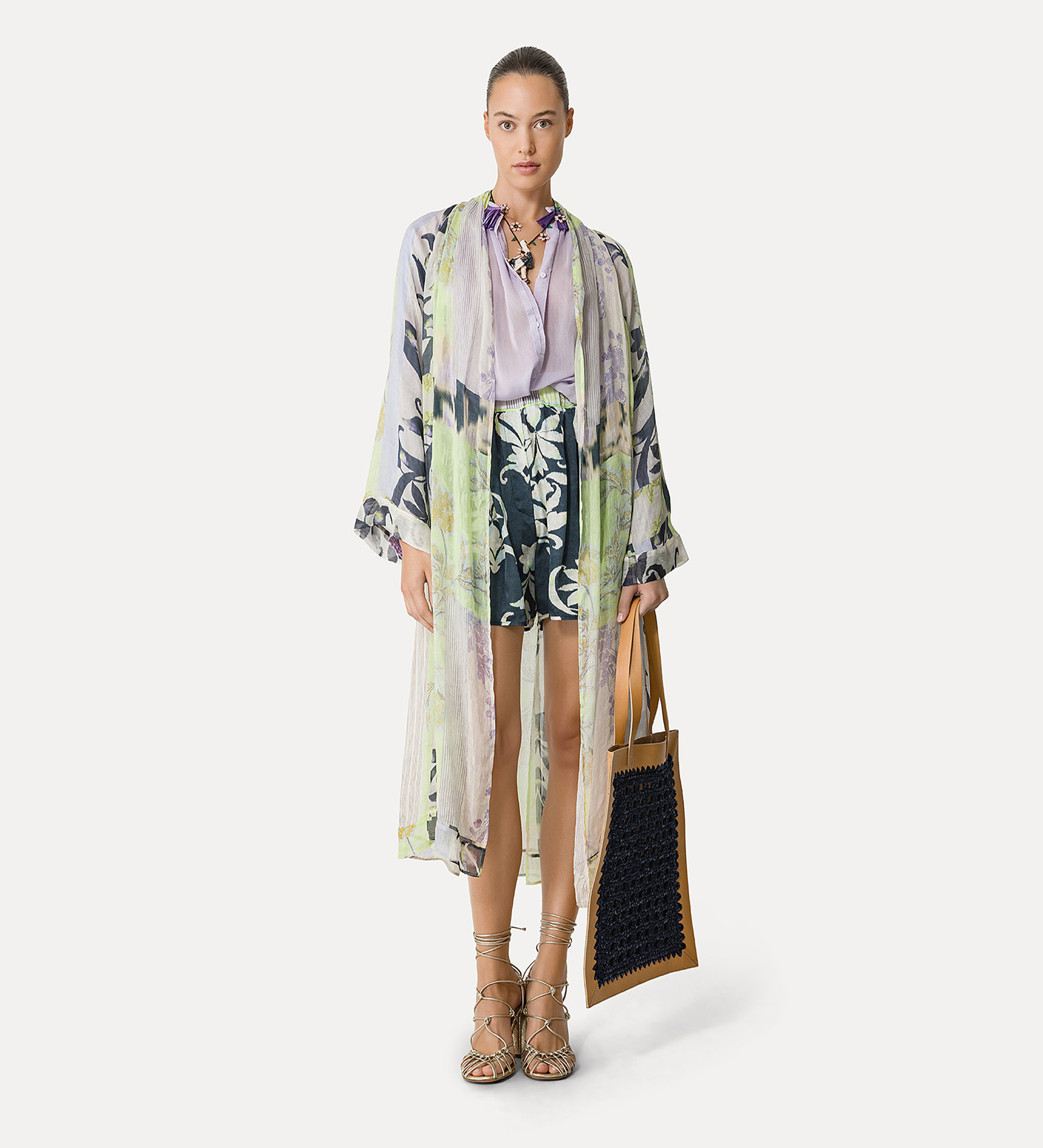 bermuda shorts in satin for women with “the secret lily” print | forte_forte
