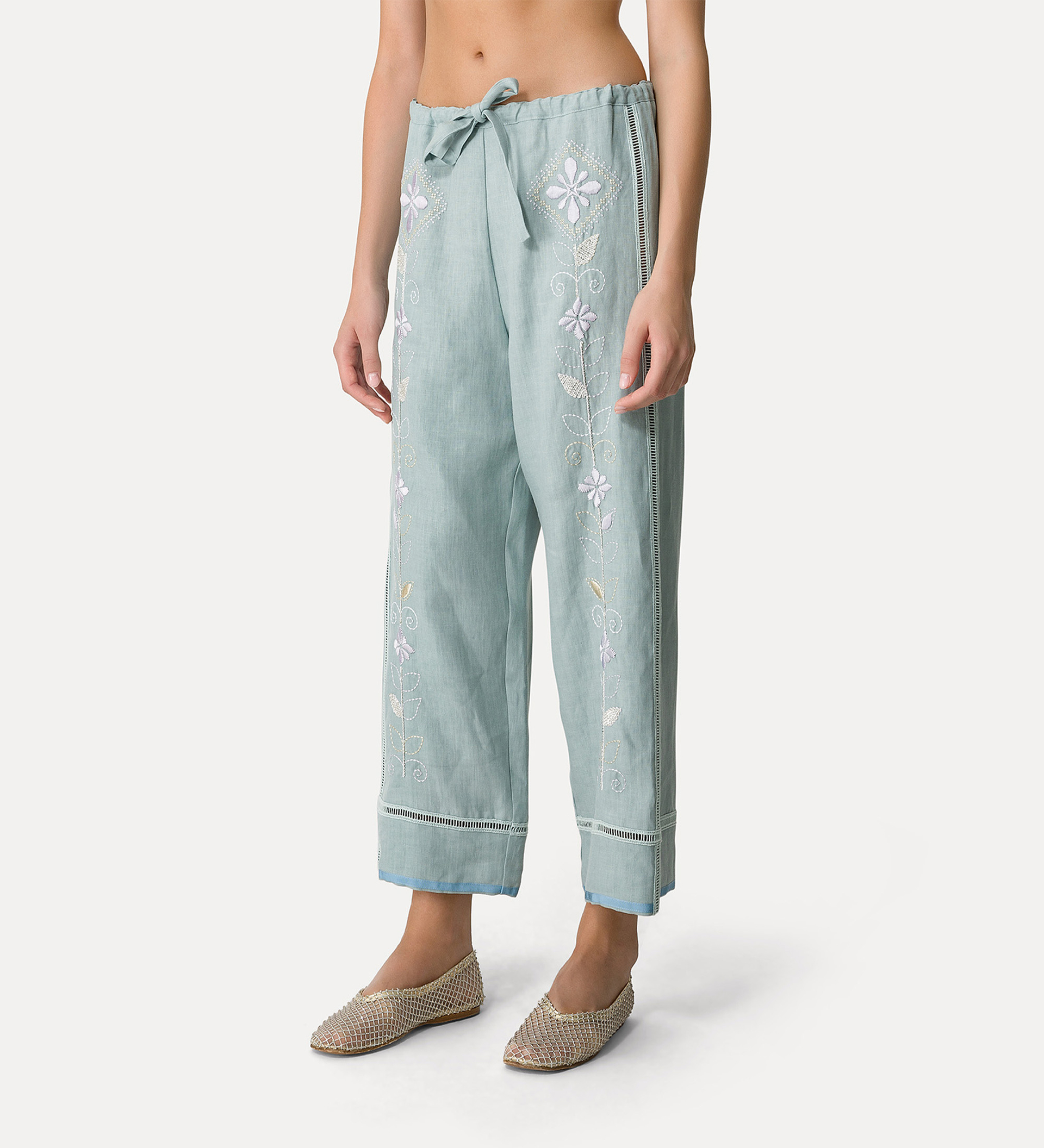 drawstring linen trousers for women | forte_forte