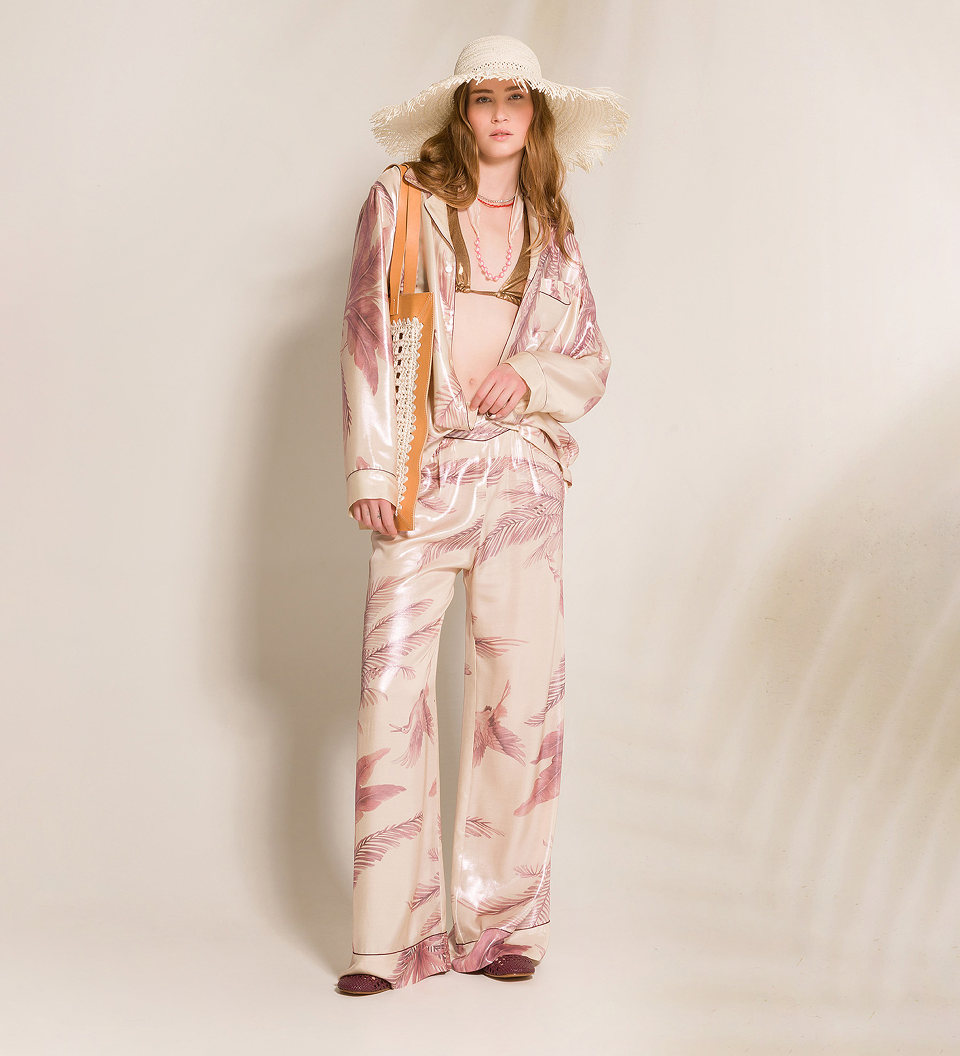 “eden” laminated print pajama pants | forte_forte